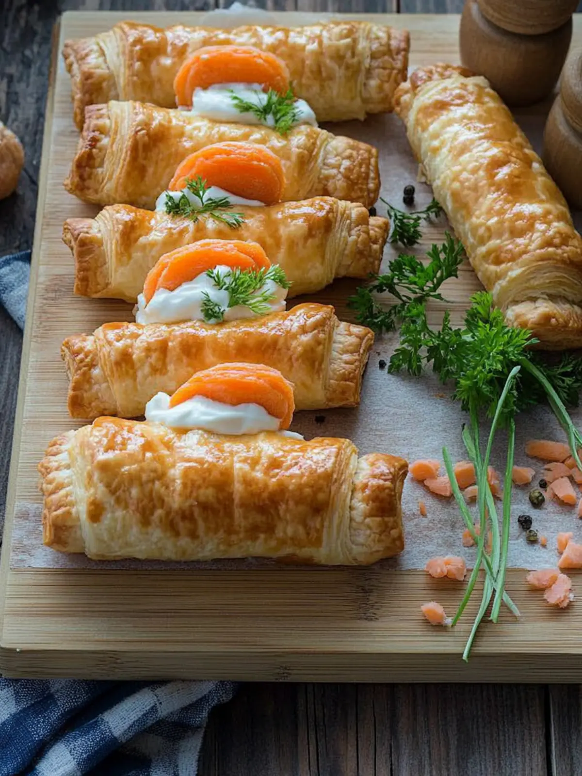 Puff Pastry Carrots mit Lachscreme – Festliche Geschmacksexplosion 5 Puff pastry carrots with salmon cream