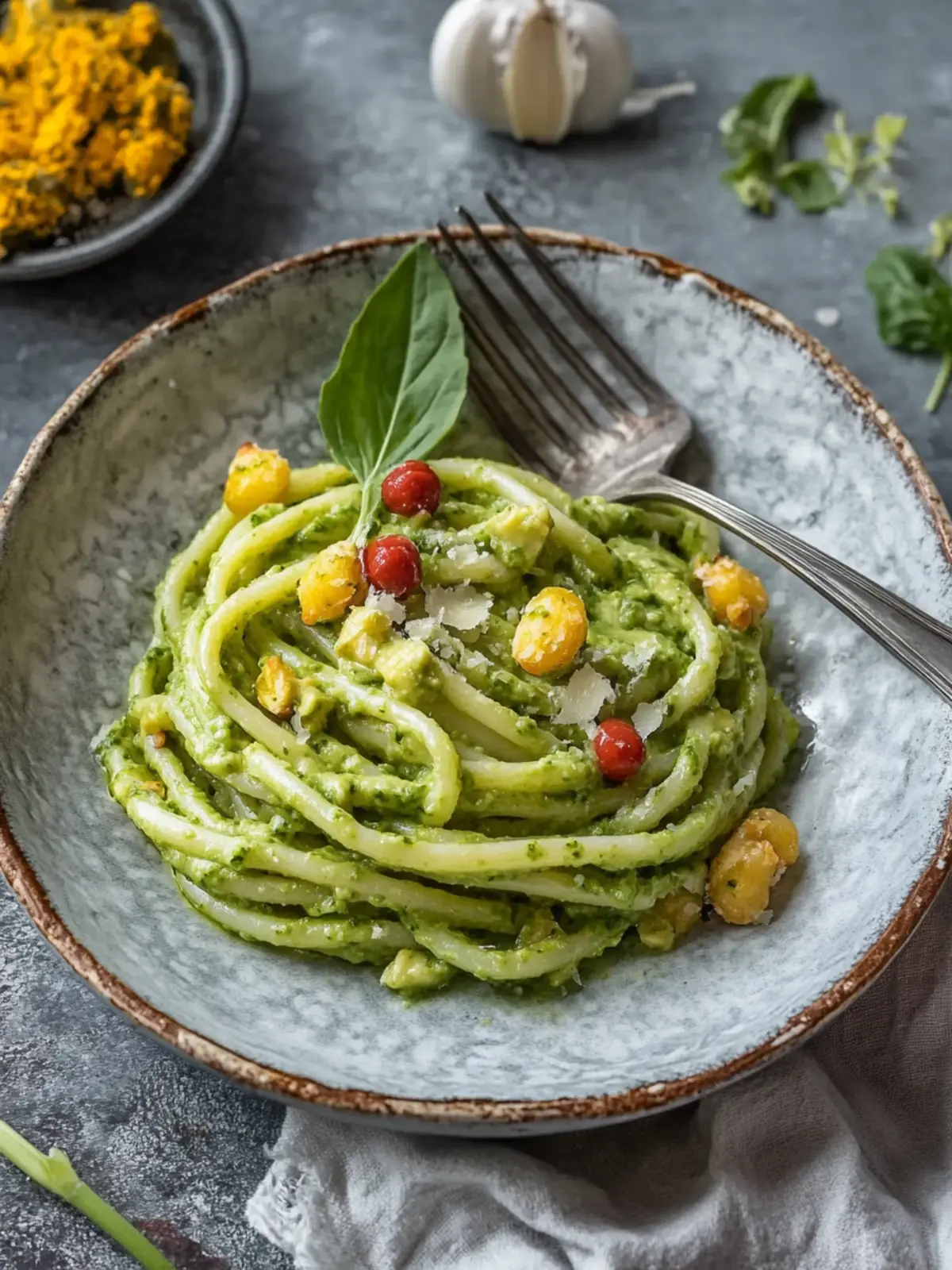 Spargelpasta mit Avocado-Bärlauchpesto: Frühlingsgenuss pur 2 Spargelpasta mit Avocado-Bärlauchpesto