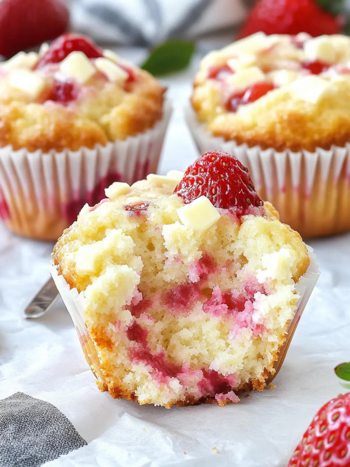 Erdbeer-Frischkäse-Muffins mit knusprigem Streusel-Topping 4 Erdbeer-Frischkäse-Muffins