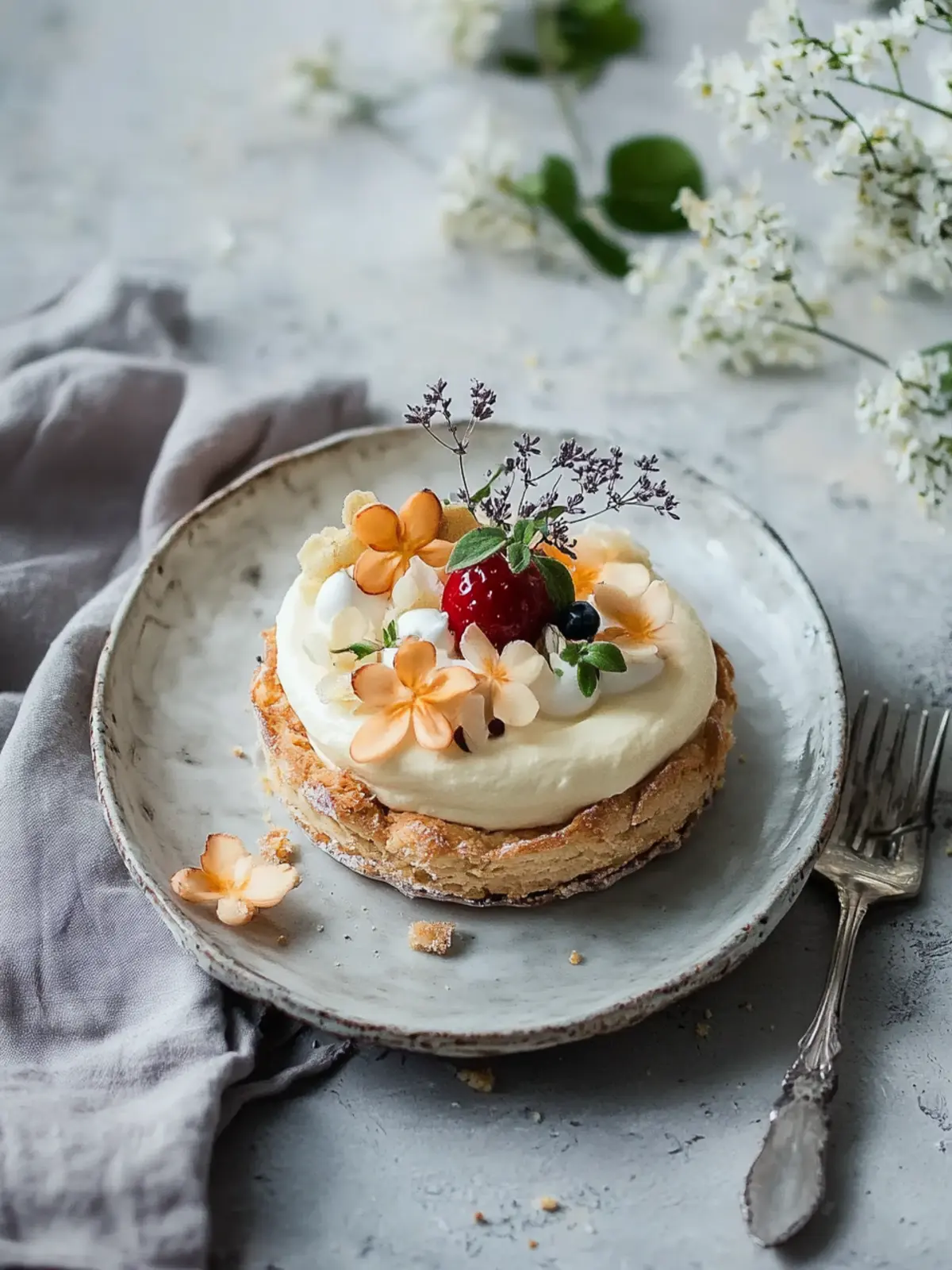 Osterkörbchen aus Blätterteig mit Vanillecreme für Frohe Feste 4 Osterkörbchen aus Blätterteig mit Vanillecreme