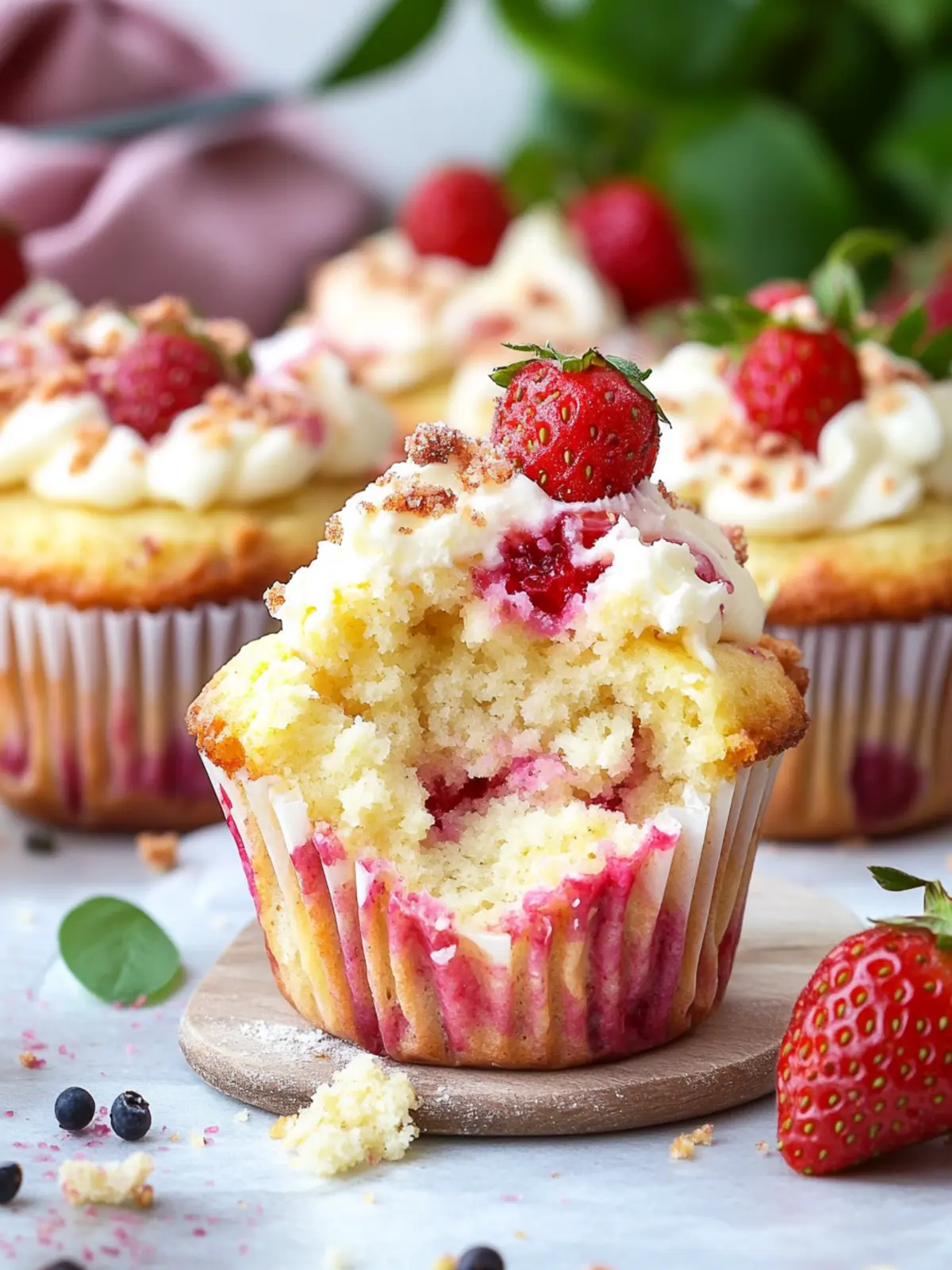 Erdbeer-Frischkäse-Muffins mit knusprigem Streusel-Topping 5 Erdbeer-Frischkäse-Muffins