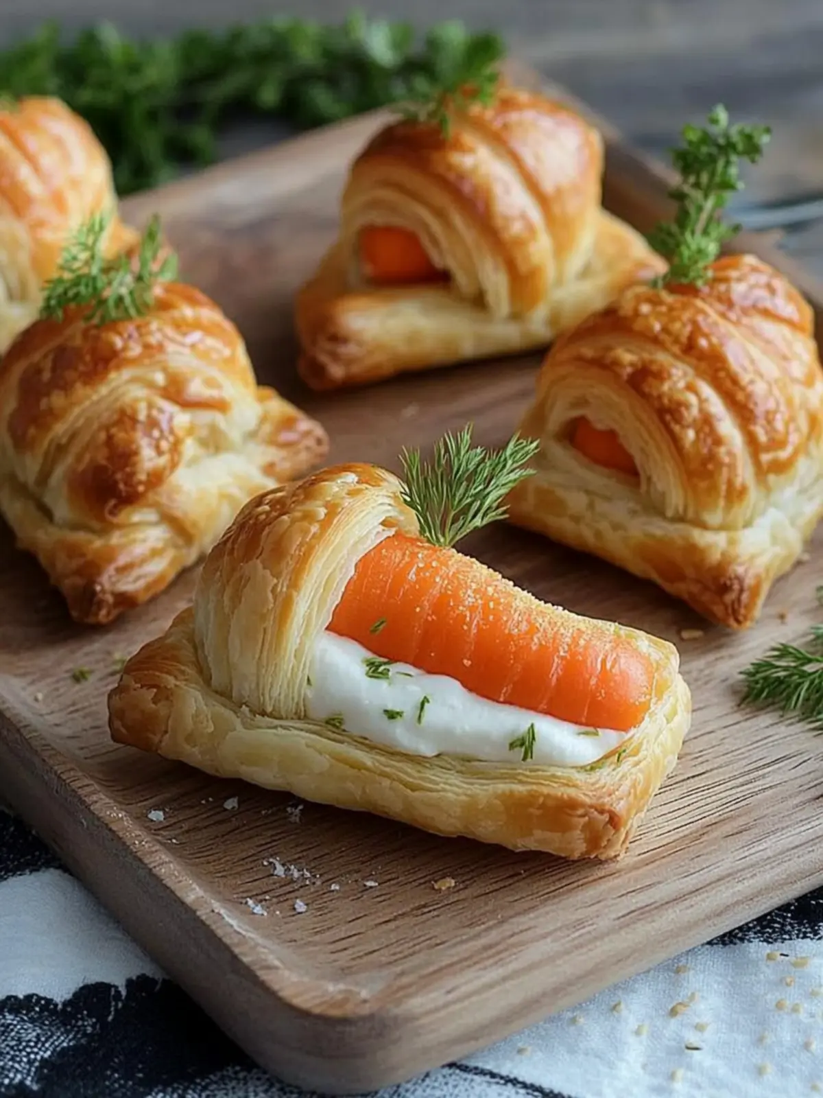 Puff Pastry Carrots mit Lachscreme – Festliche Geschmacksexplosion 4 Puff pastry carrots with salmon cream