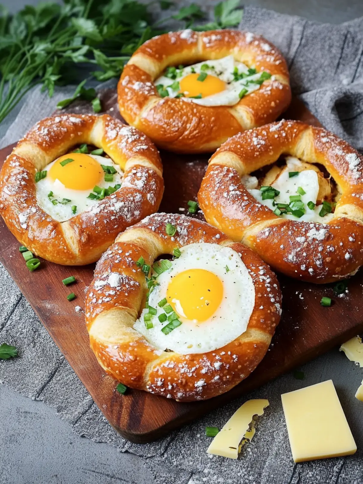 Überbackene Brezeln mit Ei, Käse und Schinken – Herzhaft & Lecker 4 Überbackene Brezeln mit Ei, Käse und Schinken