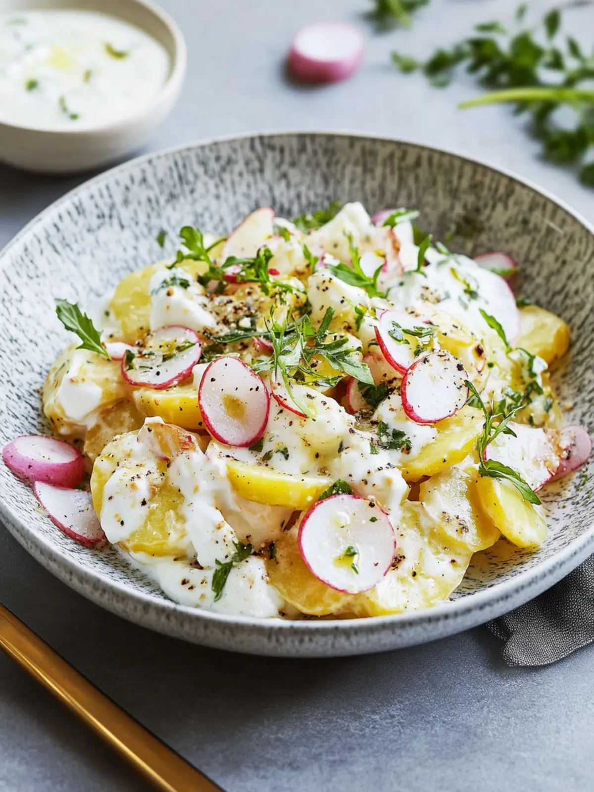 Leckerer Kartoffelsalat mit Joghurt für gesunde Feiern 2 Kartoffelsalat mit Joghurt