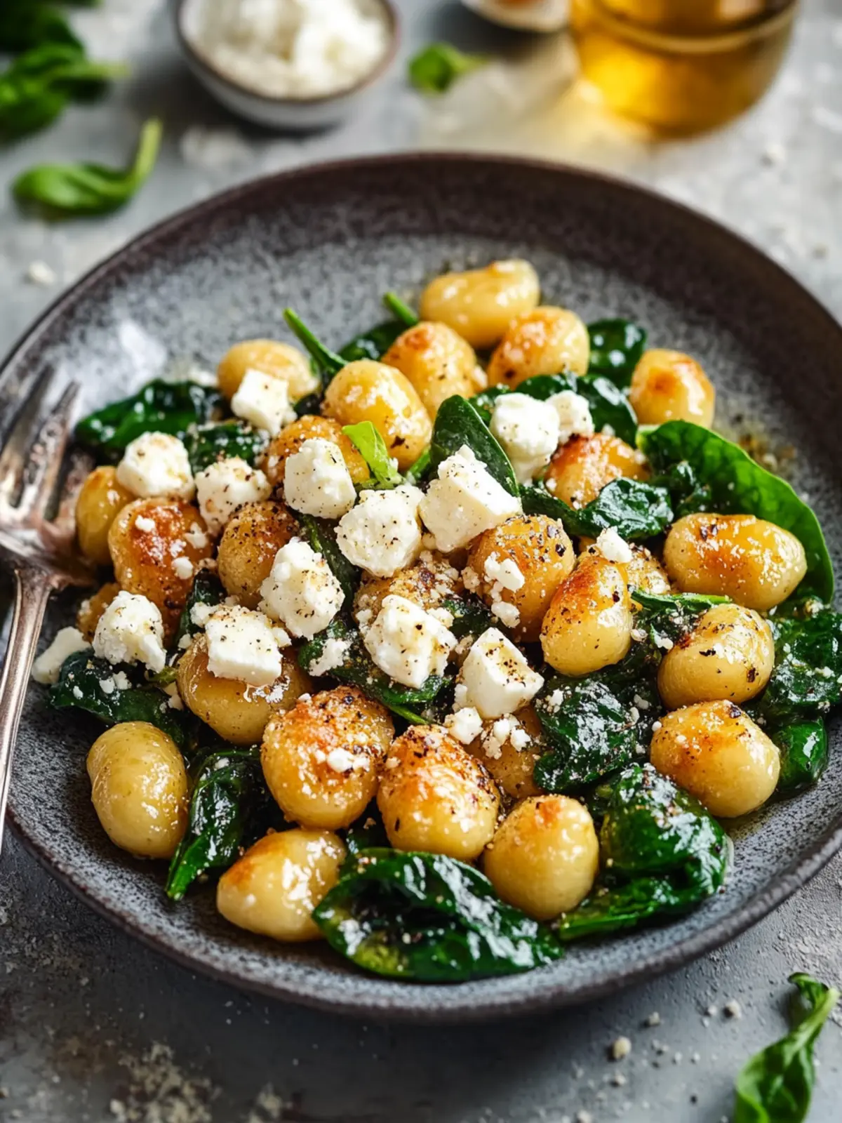 Knusprige Gnocchi mit Spinat und Feta – Himmlisch einfach genießen 2 Knusprige Gnocchi mit Spinat und Feta