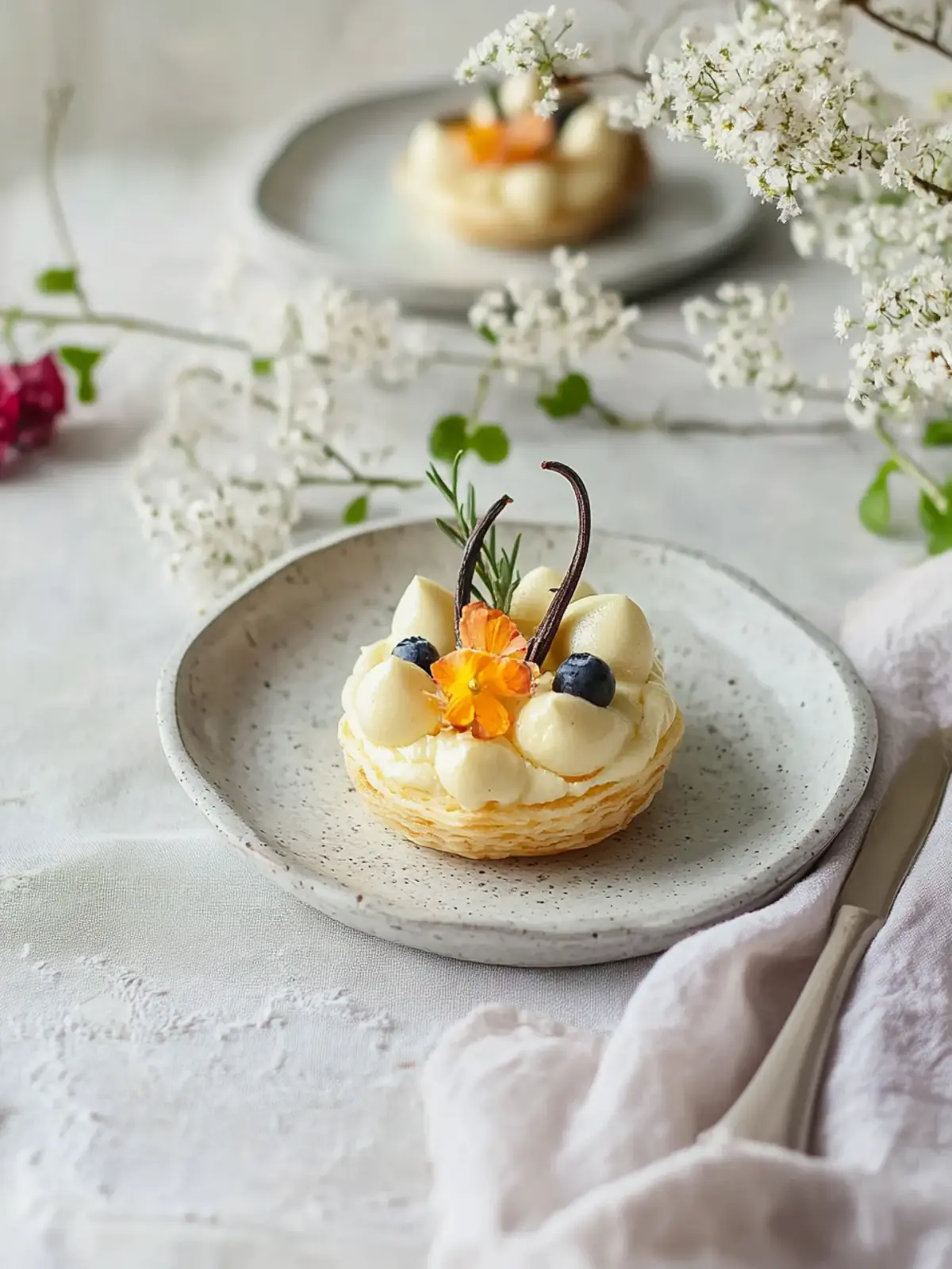 Osterkörbchen aus Blätterteig mit Vanillecreme für Frohe Feste 5 Osterkörbchen aus Blätterteig mit Vanillecreme