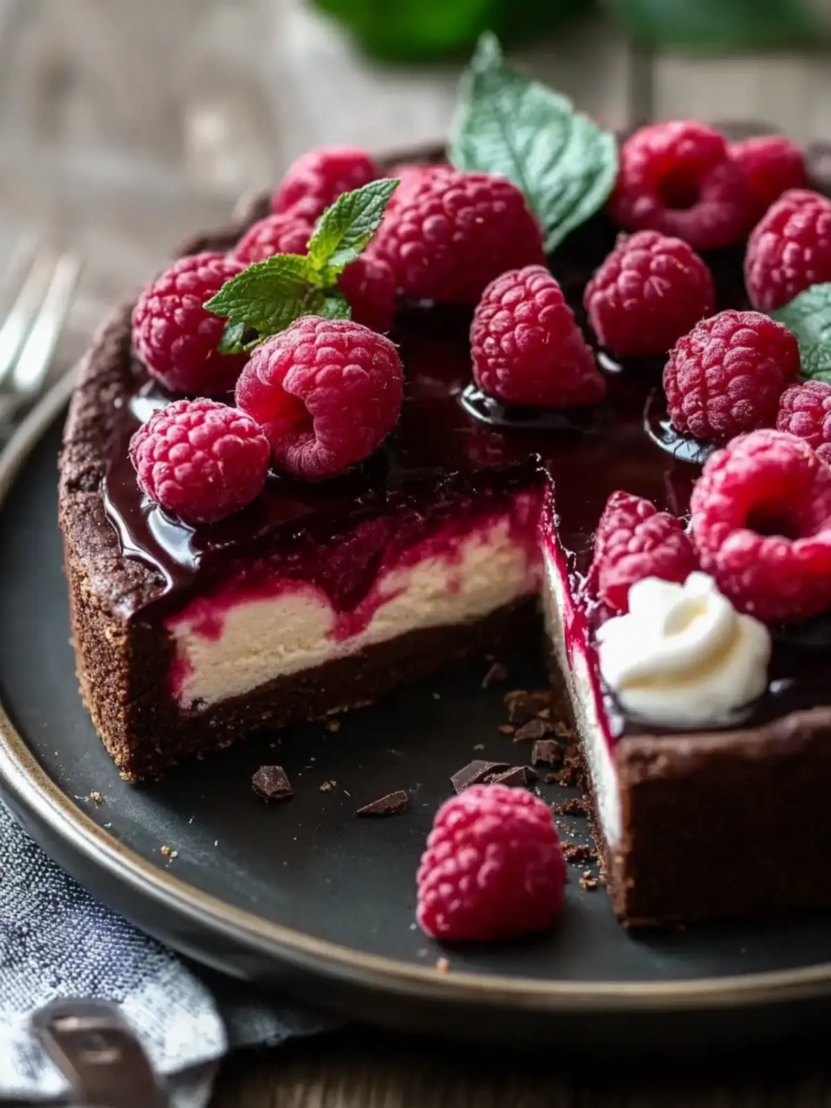 Dunkler Schokoladen-Himbeer-Käsekuchen – Der Star deiner Feste 2 Dunkler Schokoladen-Himbeer-Käsekuchen