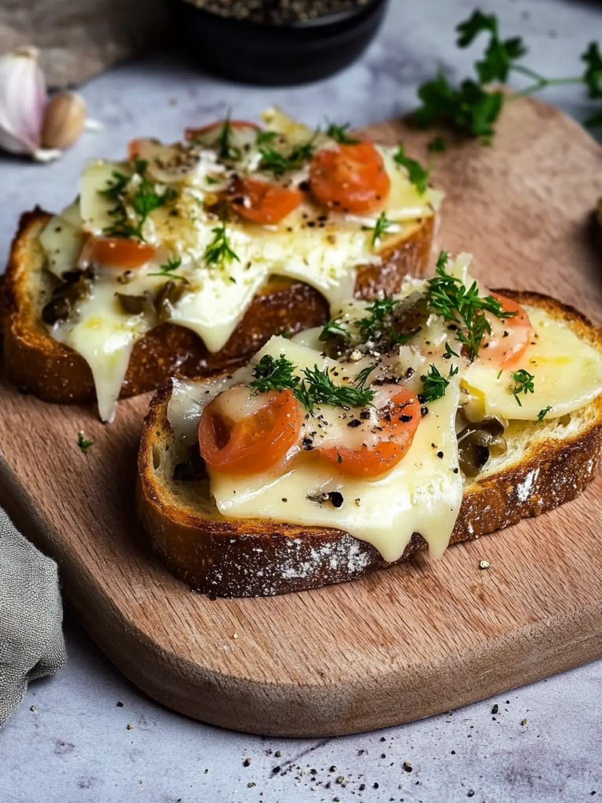 Doppelter Käse Pilz Toast