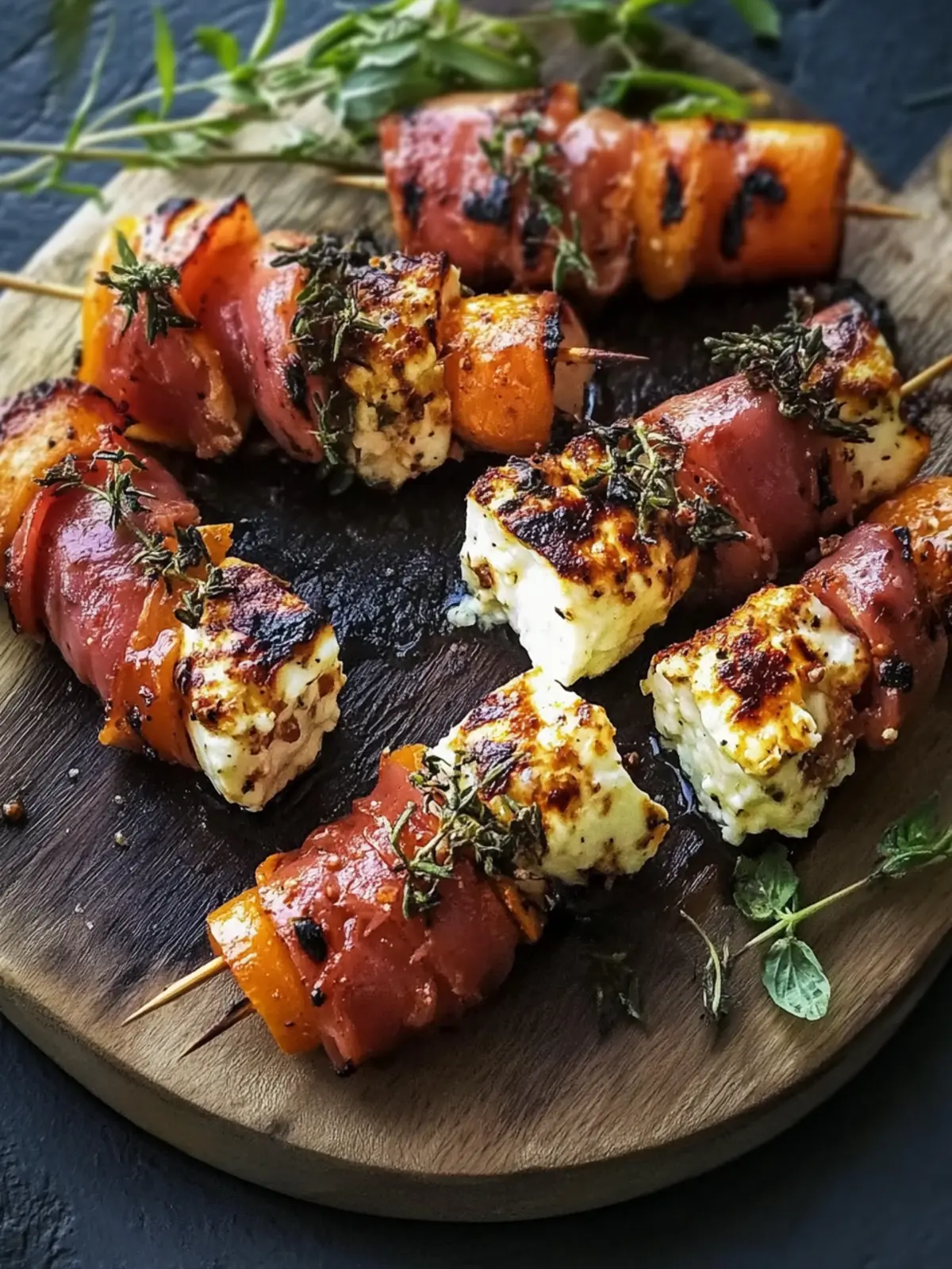 Gegrillte Feta-Schinkenröllchen für jeden Snack-Liebhaber 2 Gegrillte Feta-Schinkenröllchen