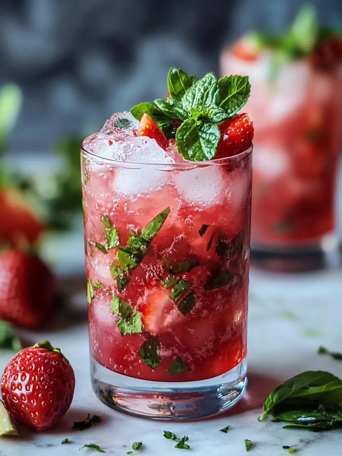 Erfrischender Erdbeer-Basilikum Smash Cocktail Rezept für heiße Tage 2 Erfrischender Erdbeer-Basilikum Smash Cocktail Rezept Einfache hausgemachte Sommergetränk