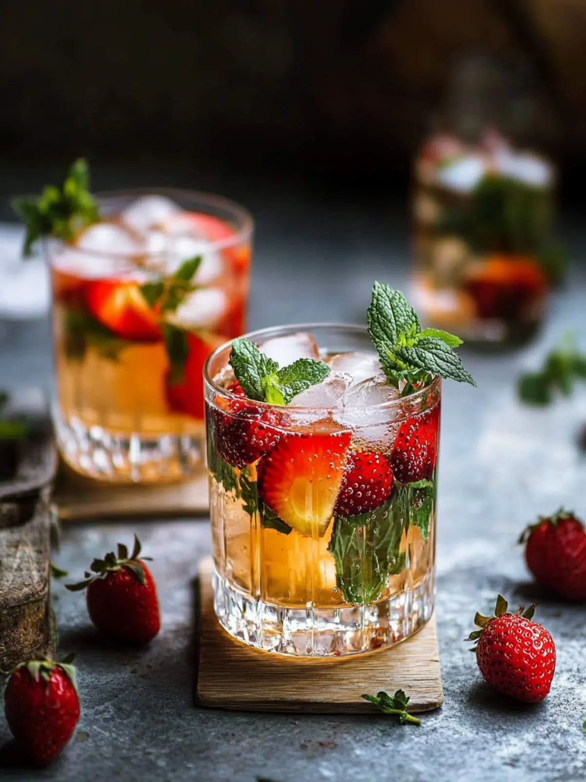 Non-alcoholic May bowl with strawberries and woodruff