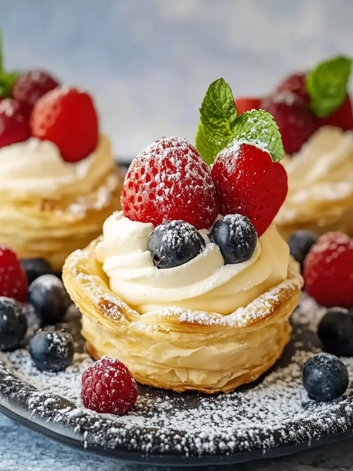 Puff Pastry Tartlets mit Vanillecreme: Genuss in jedem Biss 5 Puff pastry tartlets with vanilla cream