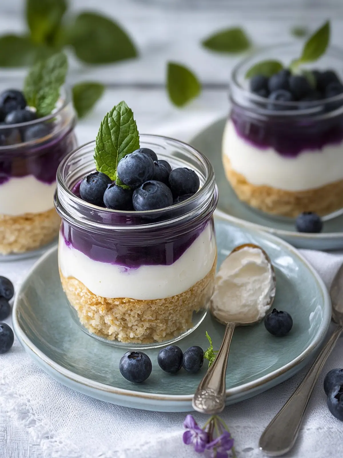 Erfrischender Blaubeer-Orangen-Cheesecake im Glas für jeden Anlass 4 Blaubeer-Orangen-Cheesecake im Glas