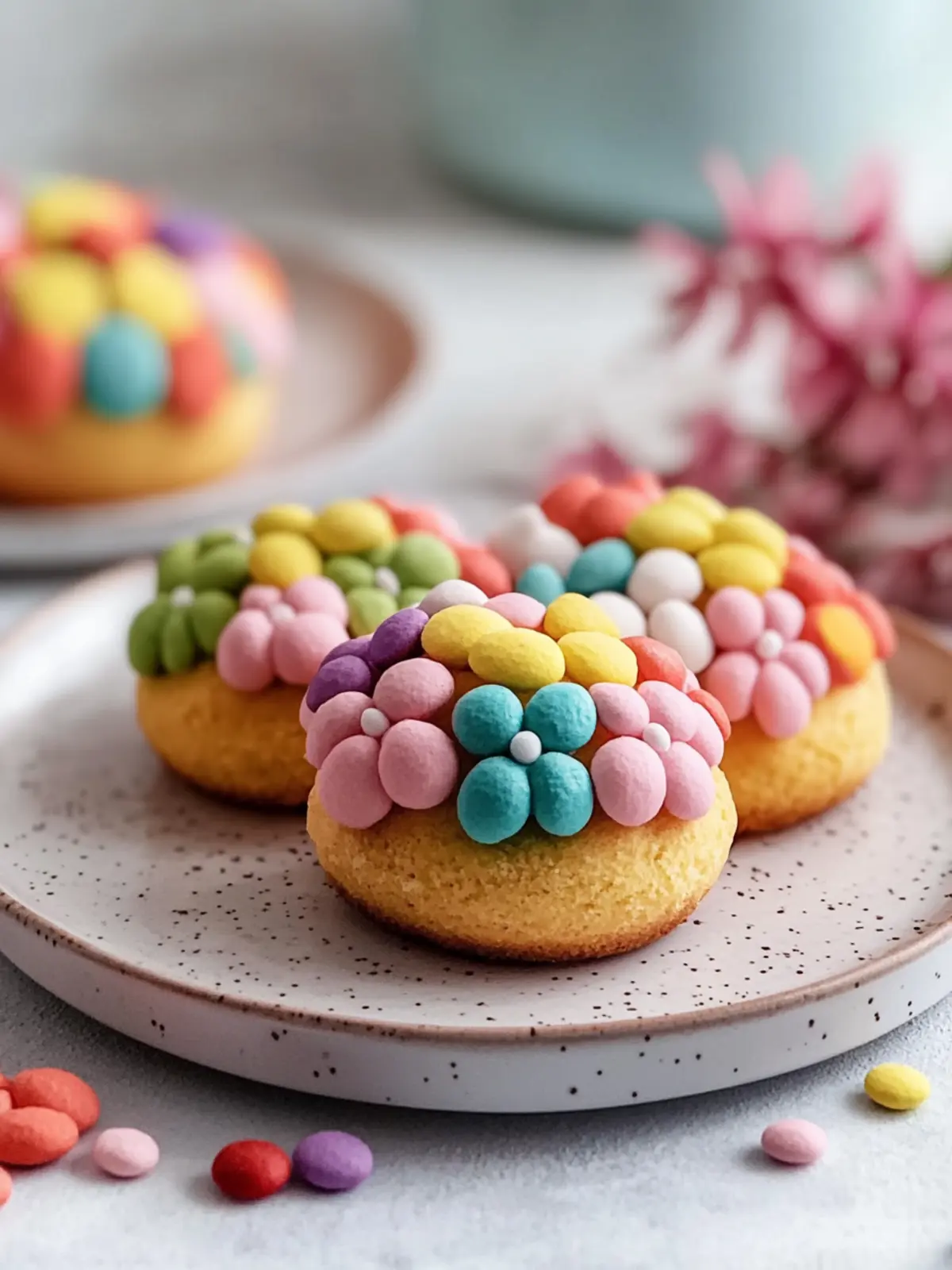Bunte Blumenkekse mit Smarties - Frühlingszauber für alle 4 Bunte Blumenkekse mit Smarties