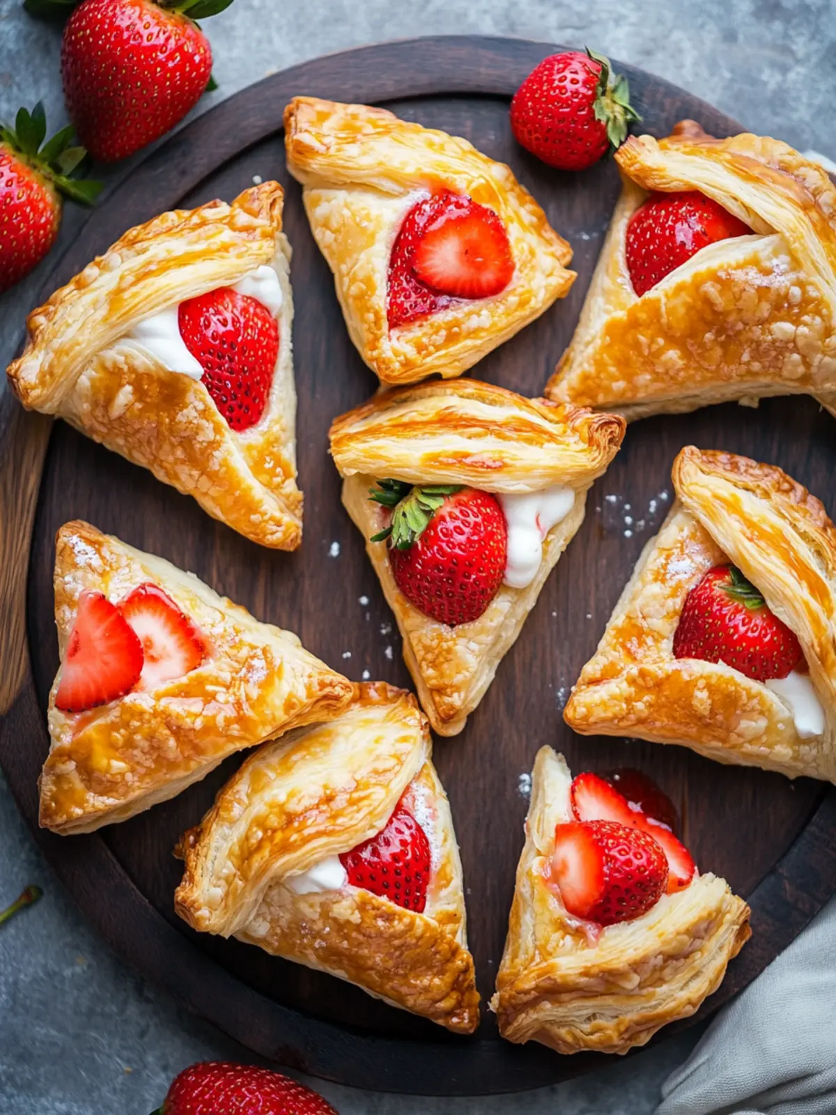 Sweet Puff Pastry Pockets mit Erdbeeren für jede Gelegenheit 3 Sweet puff pastry pockets with strawberries