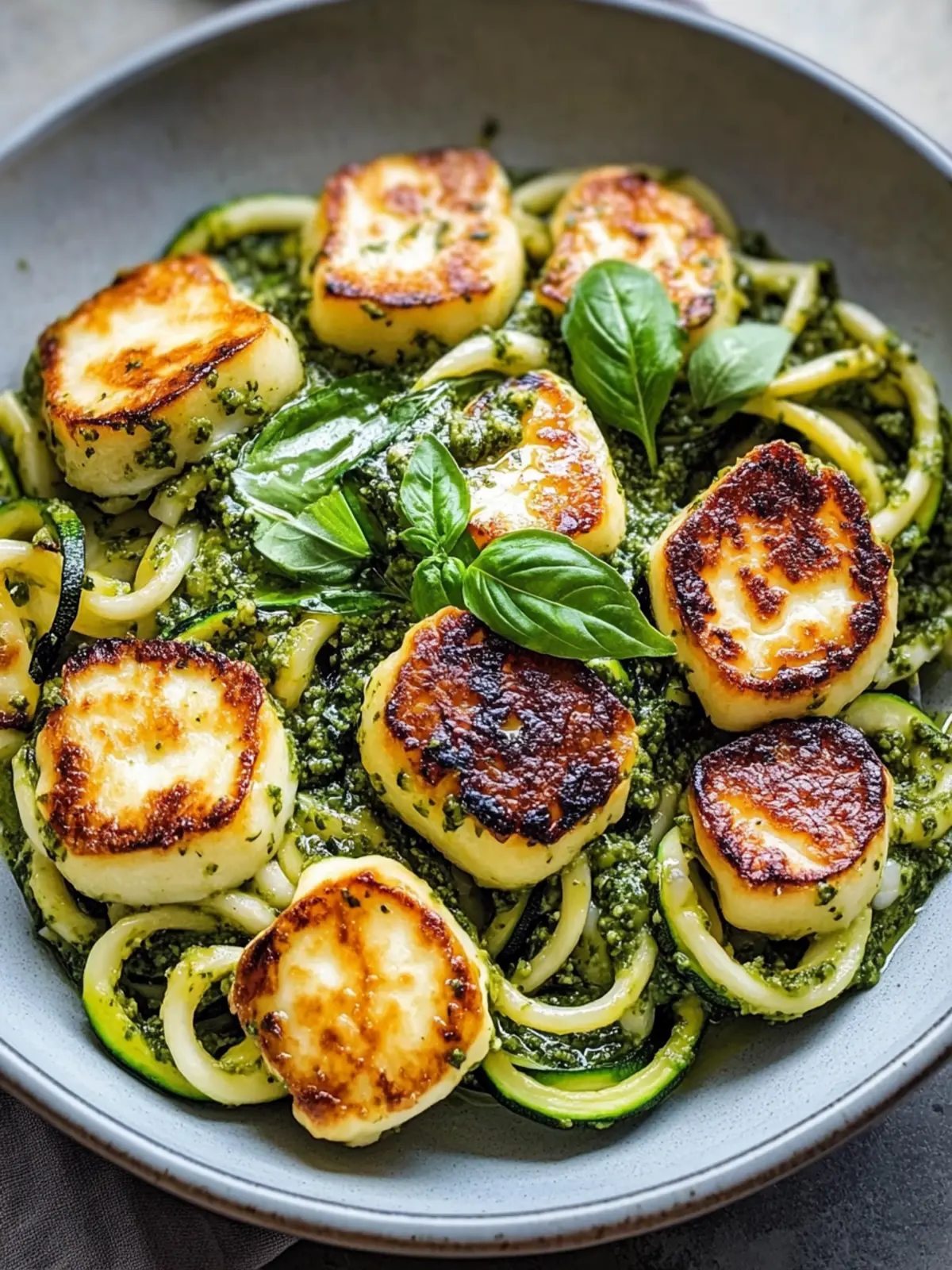 Halloumi mit Zucchini-Pesto-Nudeln: Gesund & Schnell Genießen 2 Halloumi mit Zucchini-Pesto-Nudeln