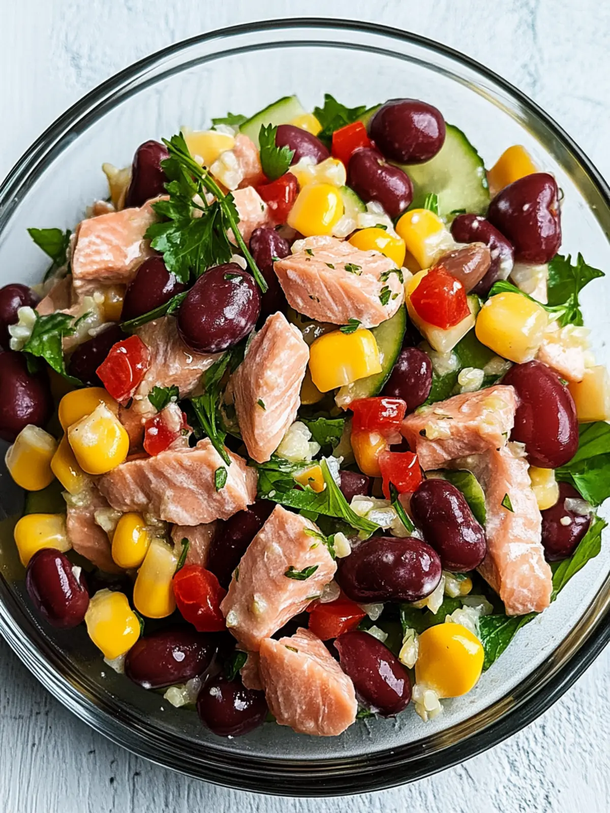 Proteinreicher Kidneybohnen-Thunfisch-Salat in 10 Minuten 4 Proteinreicher Kidneybohnen-Thunfisch-Salat