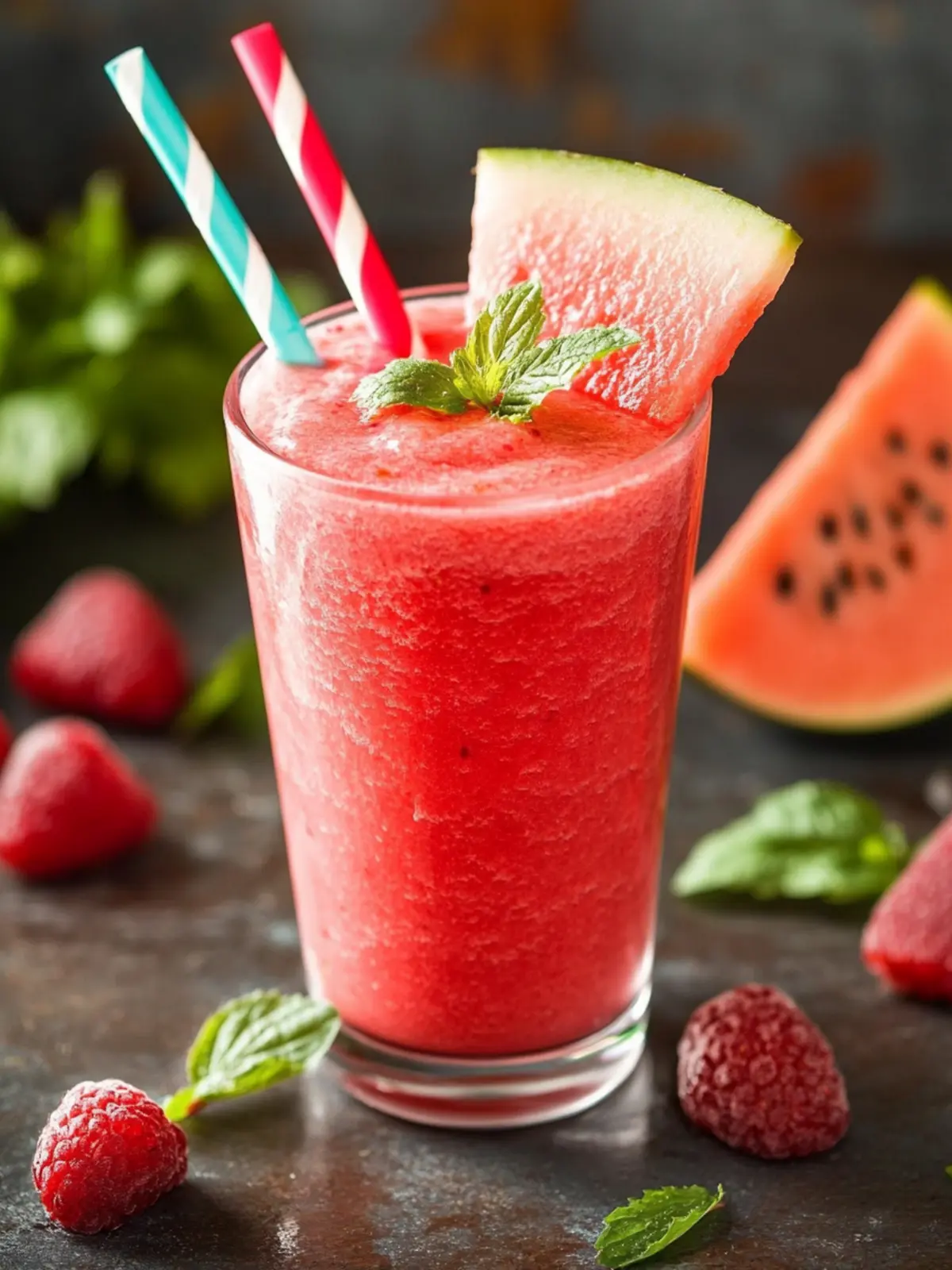 Erfrischender Himbeer-Melonen-Slushie für heiße Sommertage 4 Himbeer-Melonen-Slushie