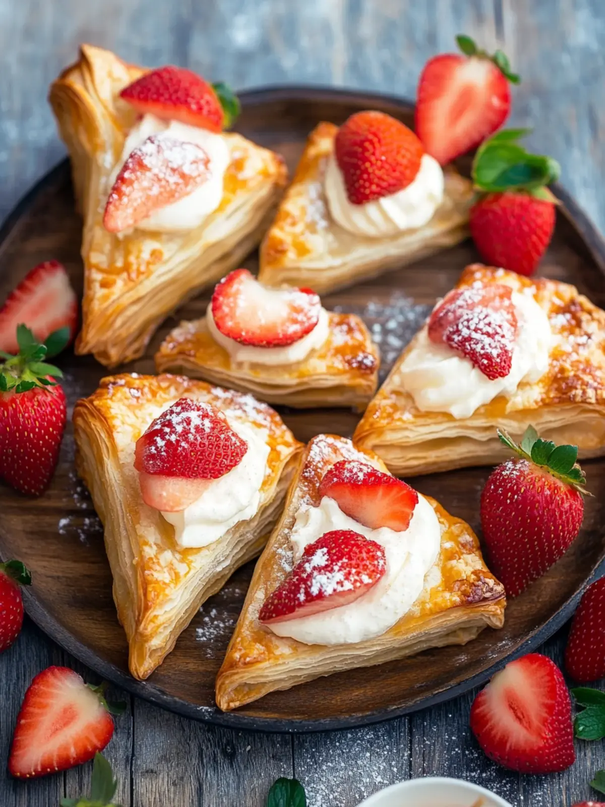 Sweet Puff Pastry Pockets mit Erdbeeren für jede Gelegenheit 4 Sweet puff pastry pockets with strawberries