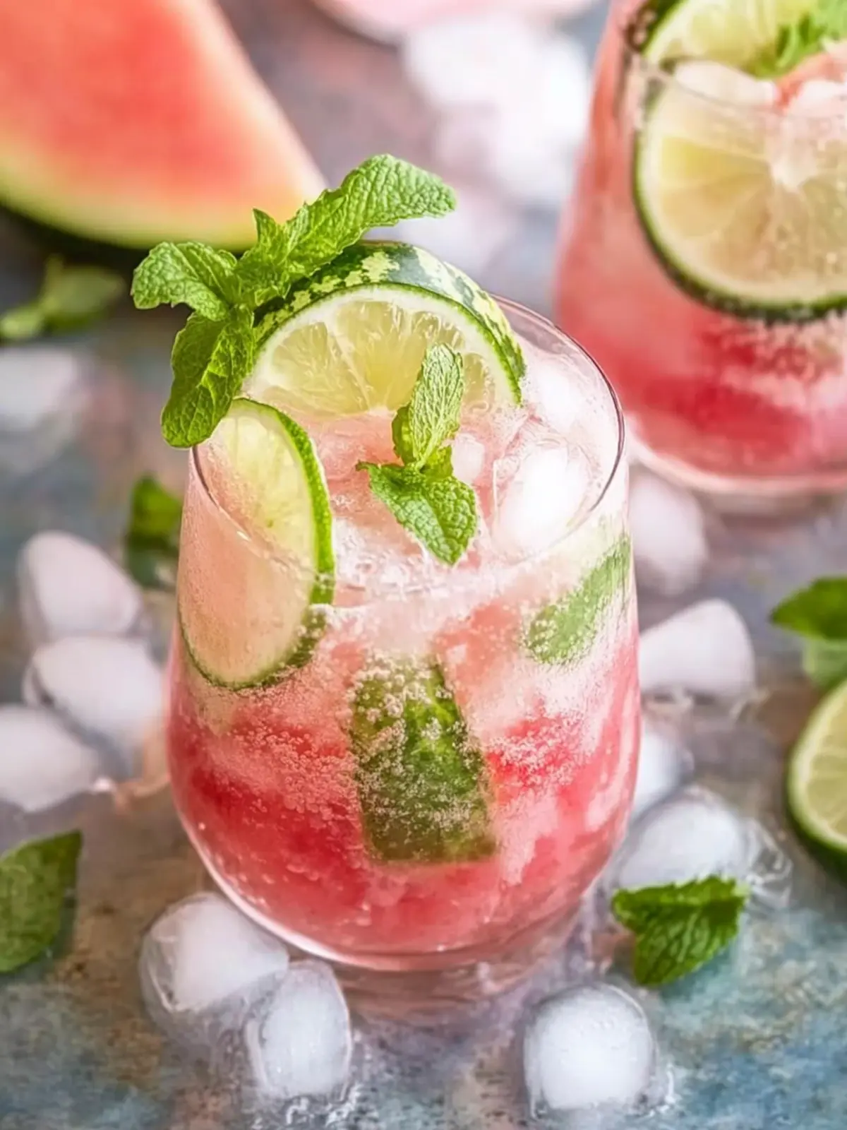 Erfrischende Wassermelonen-Limetten-Minze-Mocktails für den Sommer 4 Wassermelonen-Limetten-Minze-Mocktails