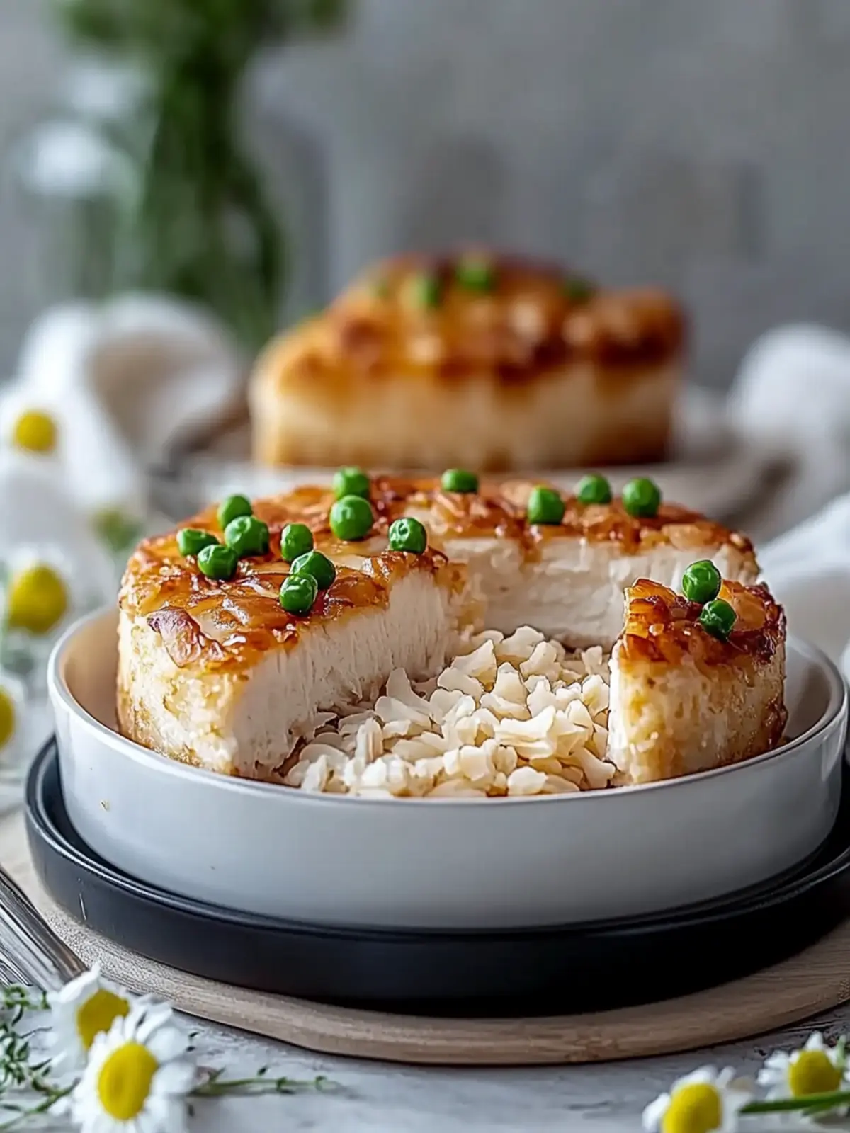 knuspriger gebratener Reis mit Knoblauchhähnchen