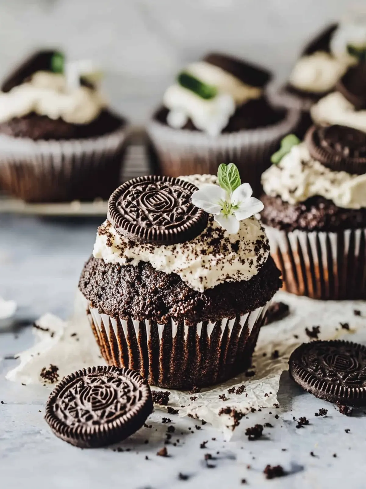 Fluffige Oreo Muffins mit knackigem Streusel-Topping 4 Fluffige Oreo Muffins