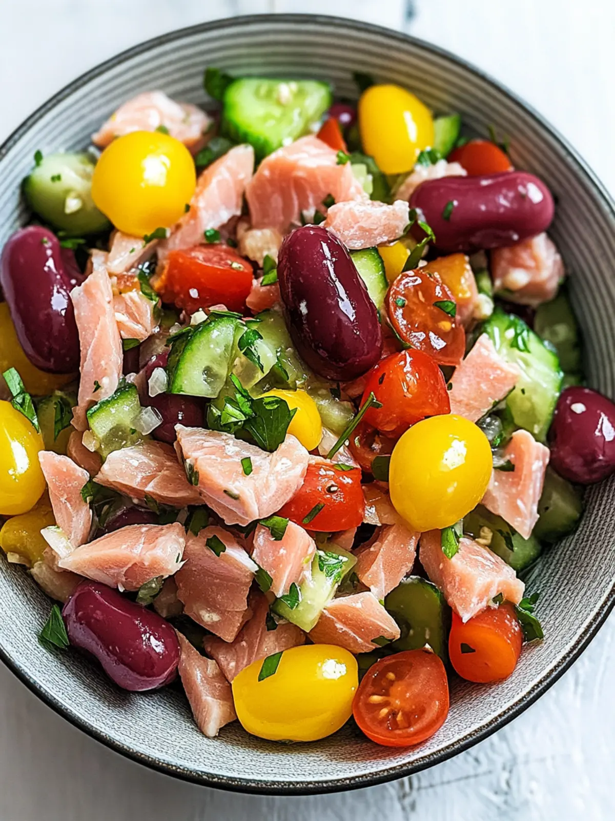 Proteinreicher Kidneybohnen-Thunfisch-Salat in 10 Minuten 5 Proteinreicher Kidneybohnen-Thunfisch-Salat