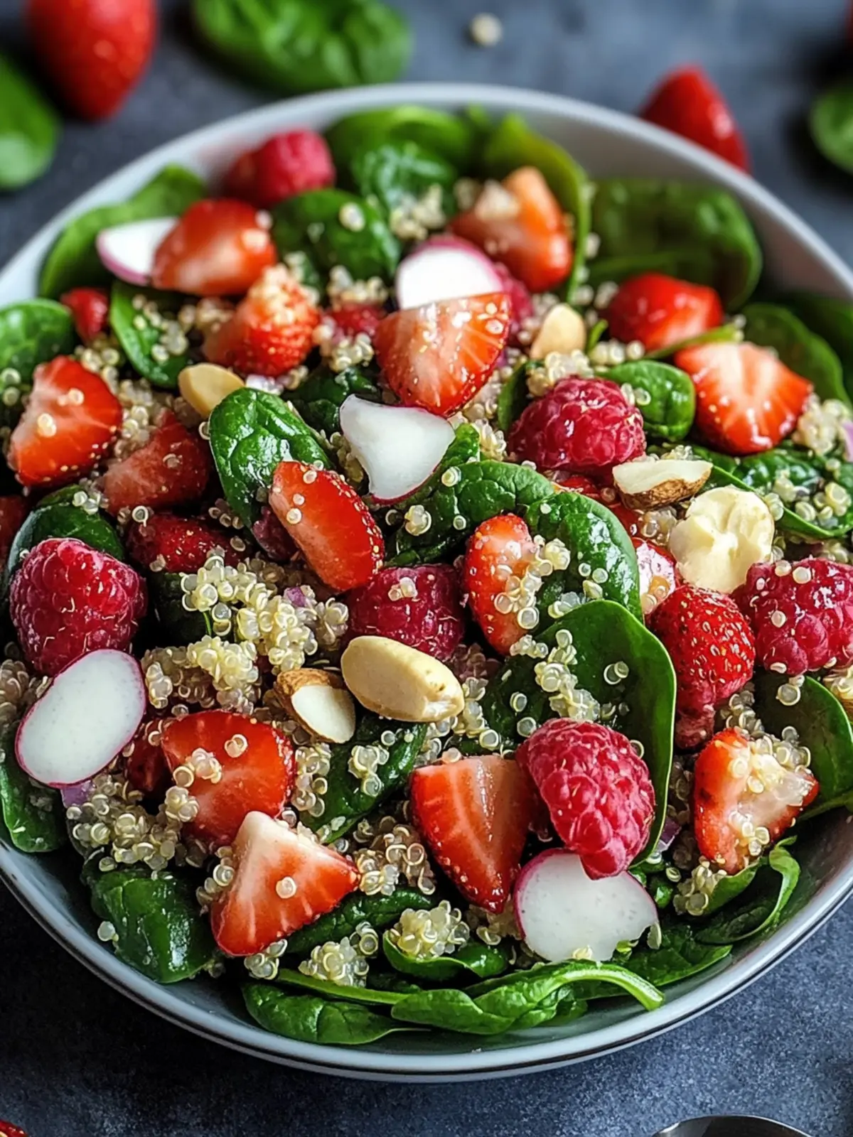 Köstlicher Erdbeer Spinat Quinoa Salat frisch und nahrhaft genießen 2 Erdbeer Spinat Quinoa Salat Frisch und Nahrhaft