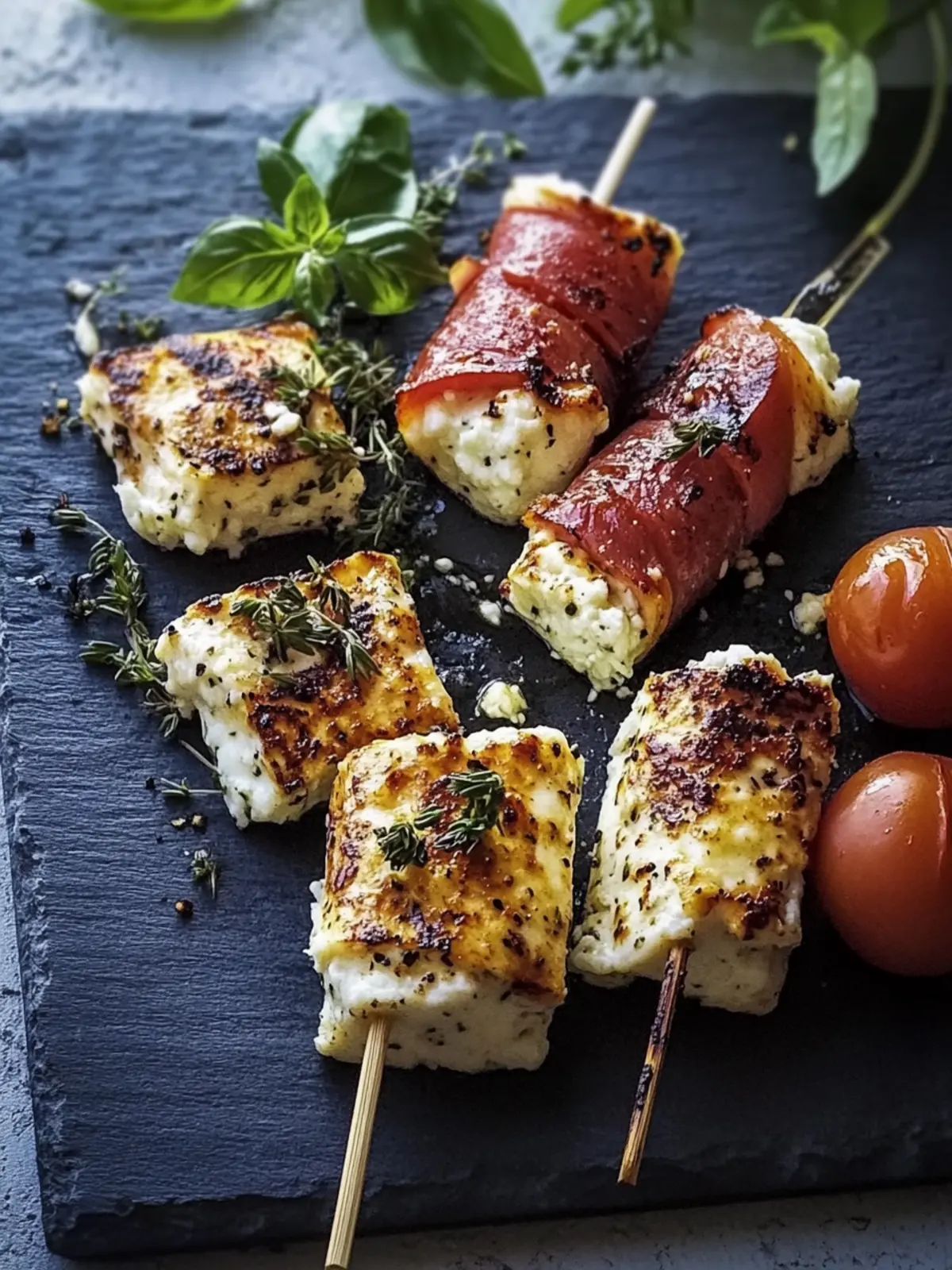 Gegrillte Feta-Schinkenröllchen für jeden Snack-Liebhaber 4 Gegrillte Feta-Schinkenröllchen