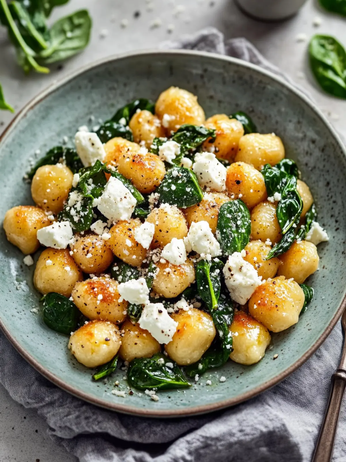 Knusprige Gnocchi mit Spinat und Feta – Himmlisch einfach genießen 3 Knusprige Gnocchi mit Spinat und Feta