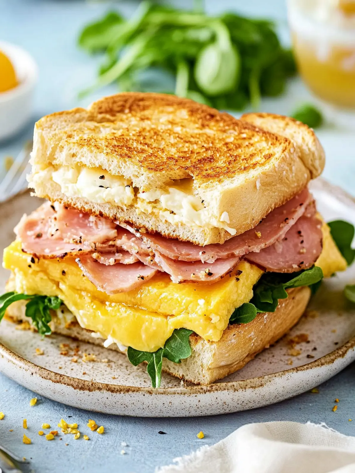 Schinken, Ei und Käse Frühstücks-Slider für ein schnelles Frühstück 2 Schinken, Ei und Käse Frühstücks-Slider