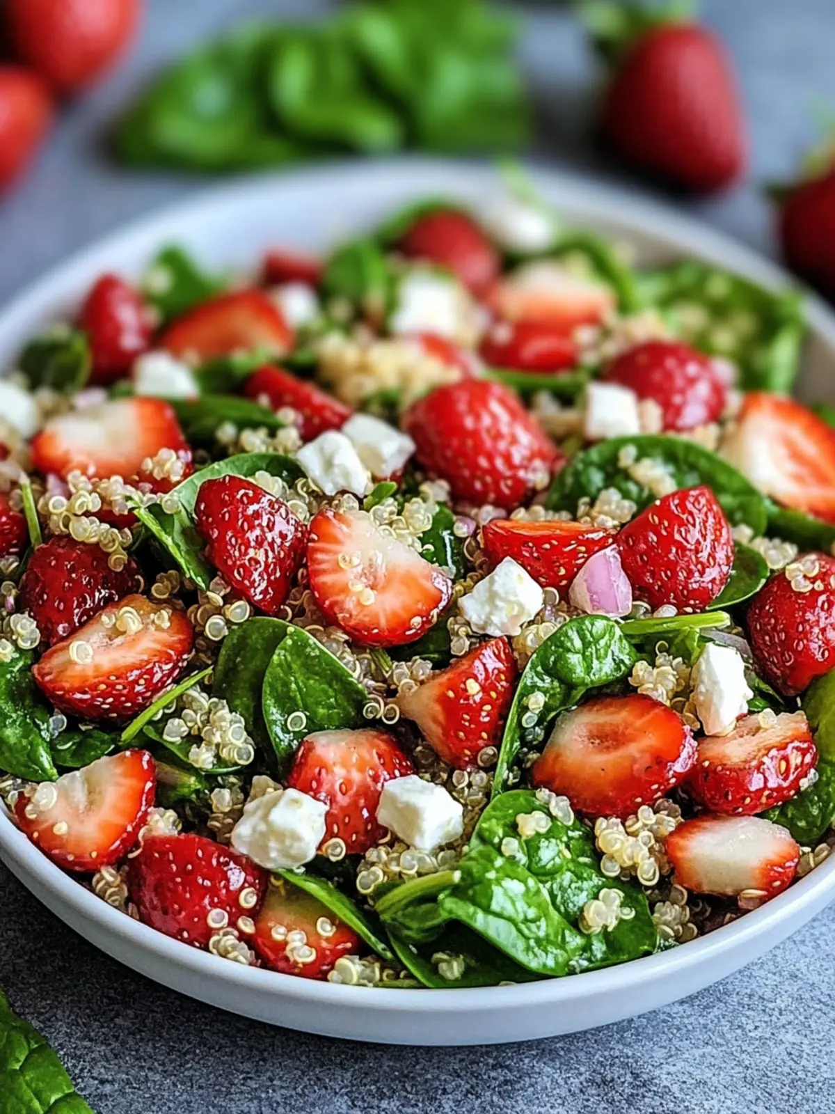 Köstlicher Erdbeer Spinat Quinoa Salat frisch und nahrhaft genießen 4 Erdbeer Spinat Quinoa Salat Frisch und Nahrhaft