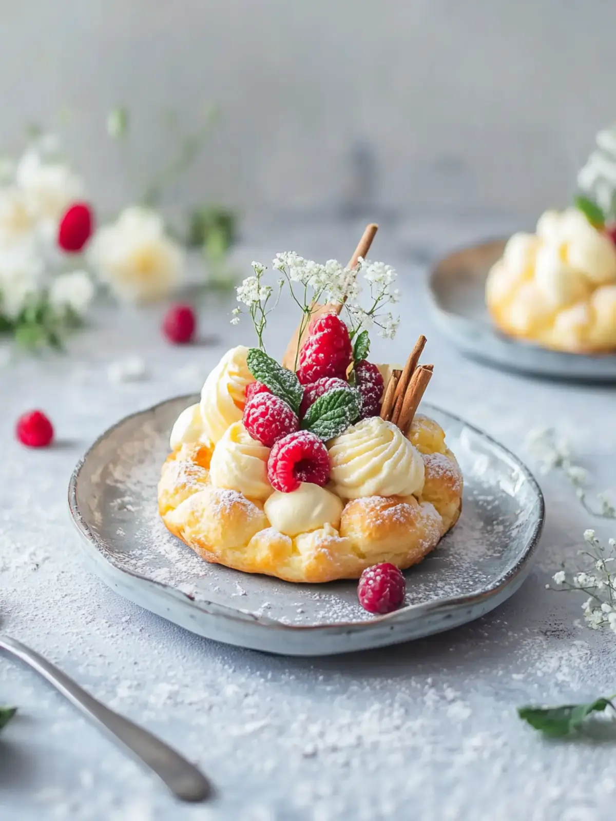 Osterkörbchen aus Blätterteig mit Vanillecreme für Frohe Feste 3 Osterkörbchen aus Blätterteig mit Vanillecreme