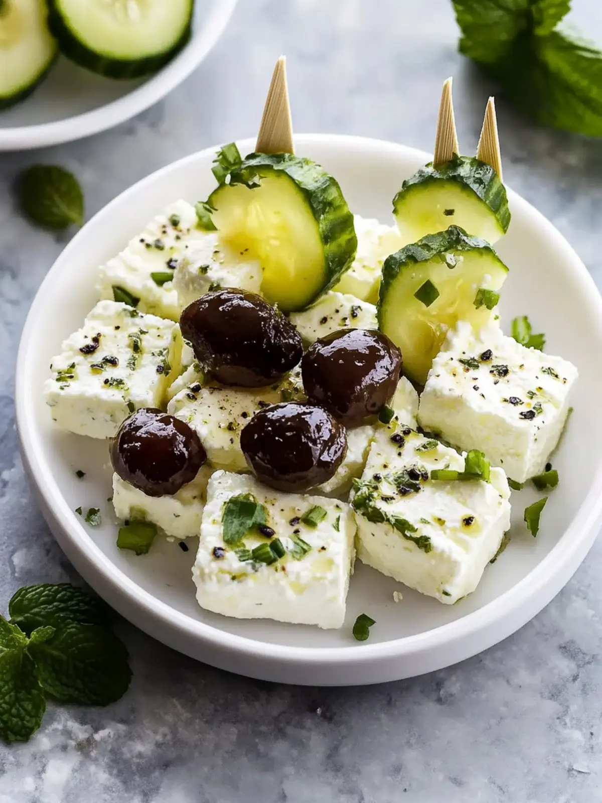 Feta Spieße mit Gurke Rezept – Frisch und Einfach Genießen 4 Feta Spieße mit Gurke Rezept