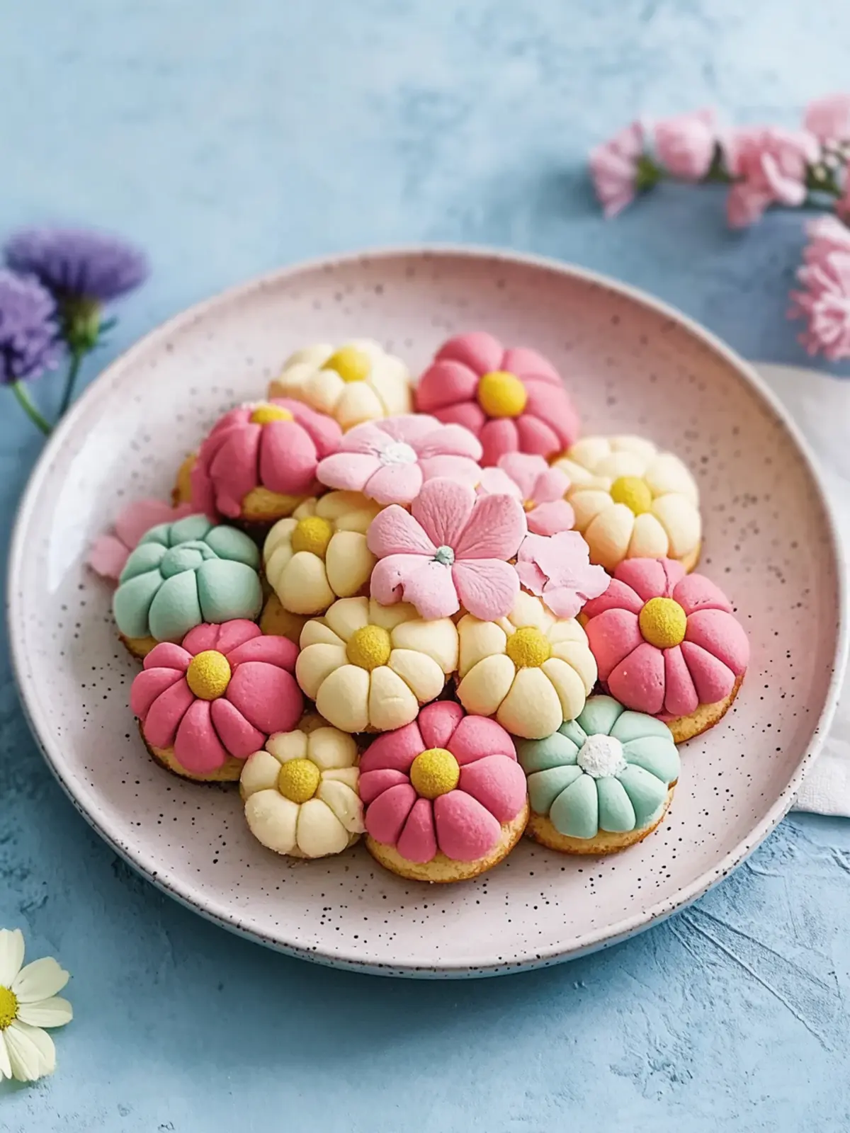 Bunte Blumenkekse mit Smarties: Fröhliche Frühlingsleckerei 2 Bunte Blumenkekse mit Smarties