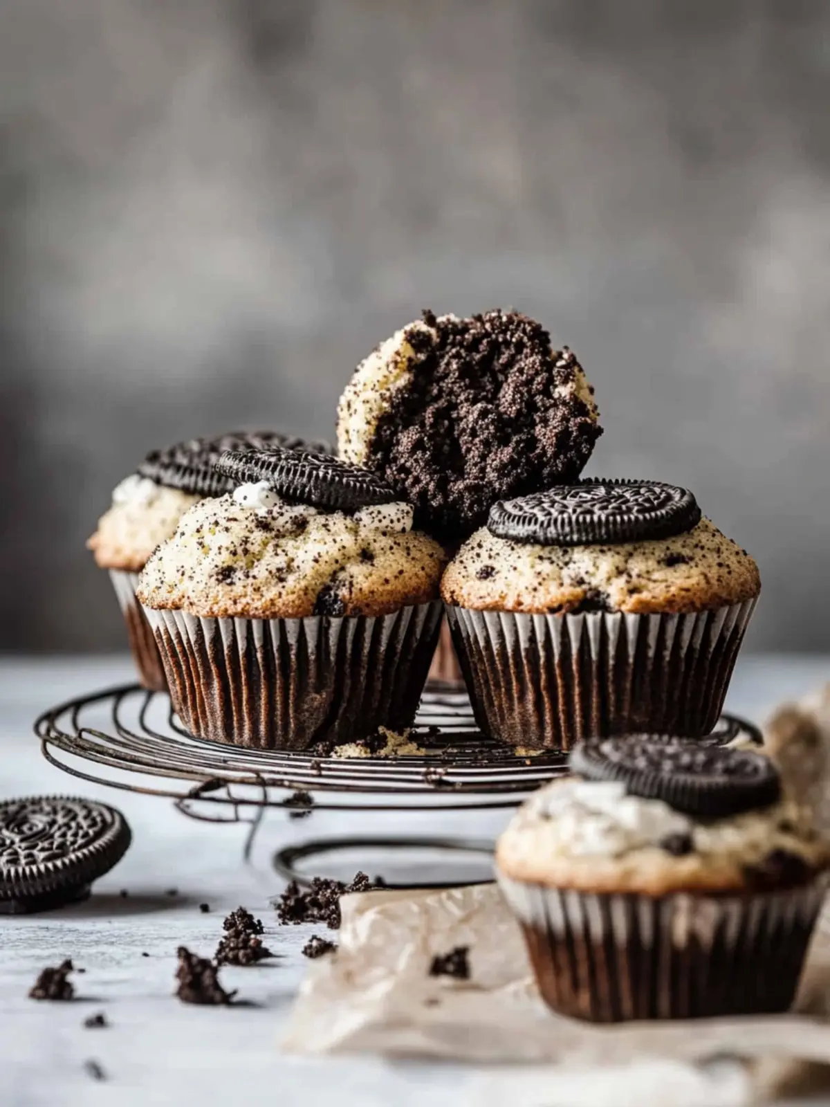 Fluffige Oreo Muffins mit knackigem Streusel-Topping 2 Fluffige Oreo Muffins