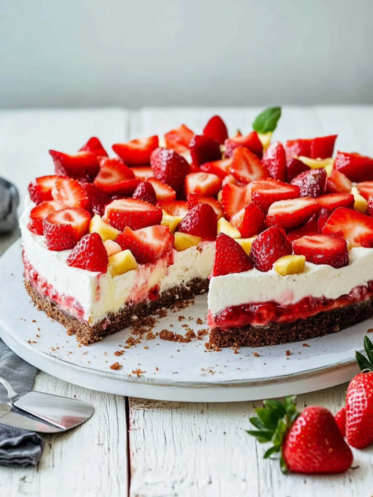 Erdbeer-Stracciatella-Bananen-Torte vom Blech für Fruchtliebhaber 5 Erdbeer-Stracciatella-Bananen-Torte vom Blech