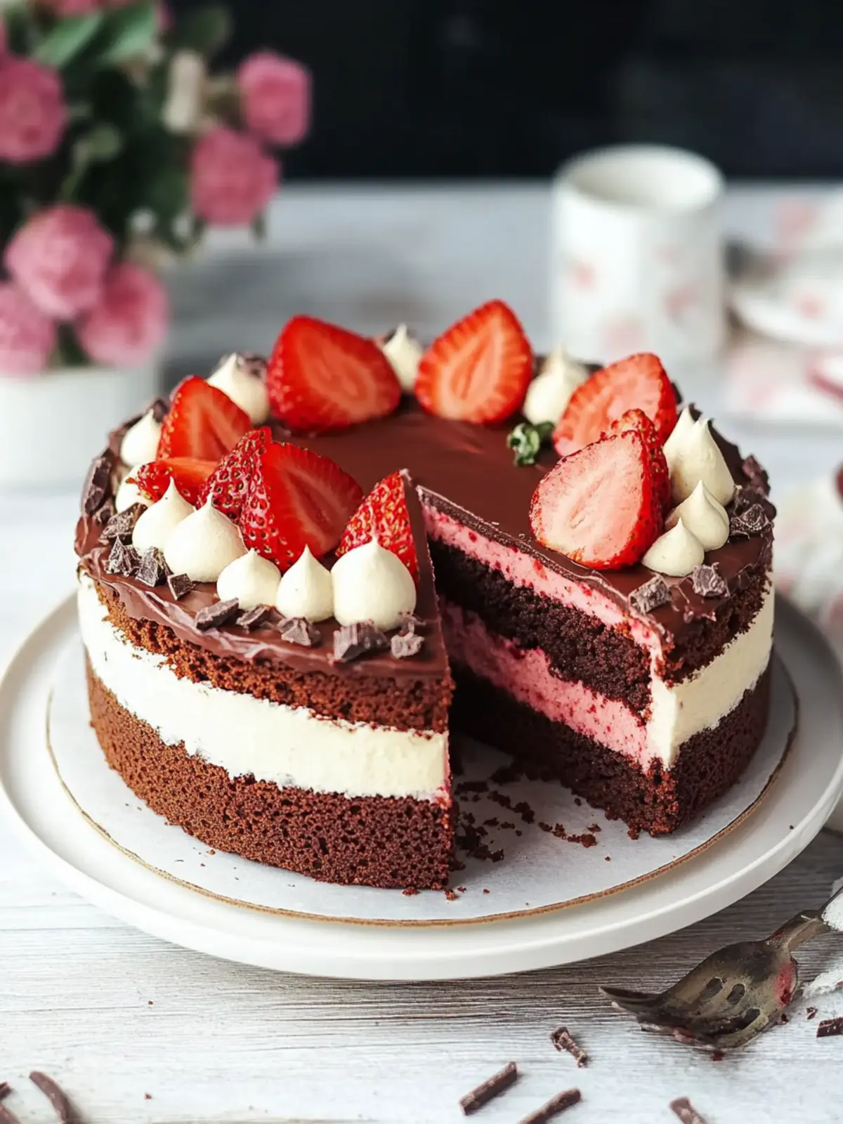 Himmlische Erdbeer-Schoko-Torte mit Quarkfüllung zaubern 5 Erdbeer-Schoko-Torte