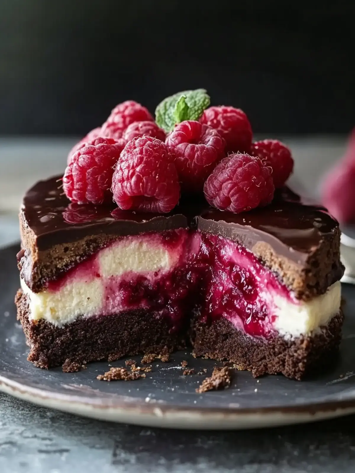 Dunkler Schokoladen-Himbeer-Käsekuchen – Der Star deiner Feste 3 Dunkler Schokoladen-Himbeer-Käsekuchen