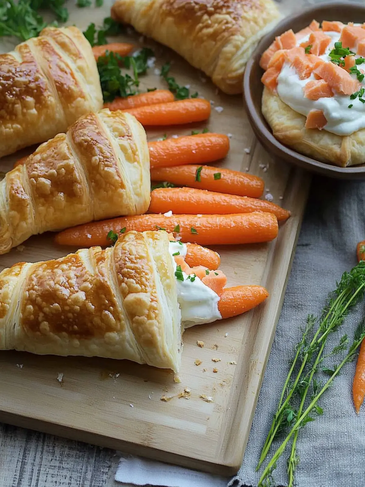 Puff Pastry Carrots mit Lachscreme – Festliche Geschmacksexplosion 2 Puff pastry carrots with salmon cream
