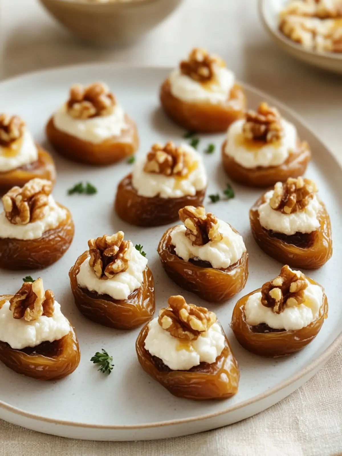 Süß-herzhafte Dattel-Bites mit Käse und Walnuss genießen 4 Sweet-savory date bites with cheese and walnut