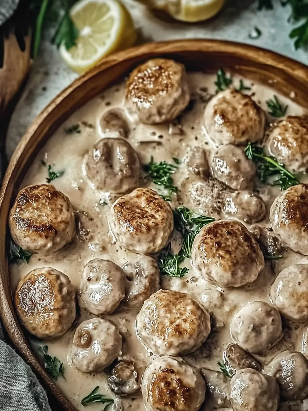 Cremige Pilz-Hähnchenfleischbällchen in nur 30 Minuten zubereiten 4 Cremige Pilz-Hähnchenfleischbällchen (30 Minuten)