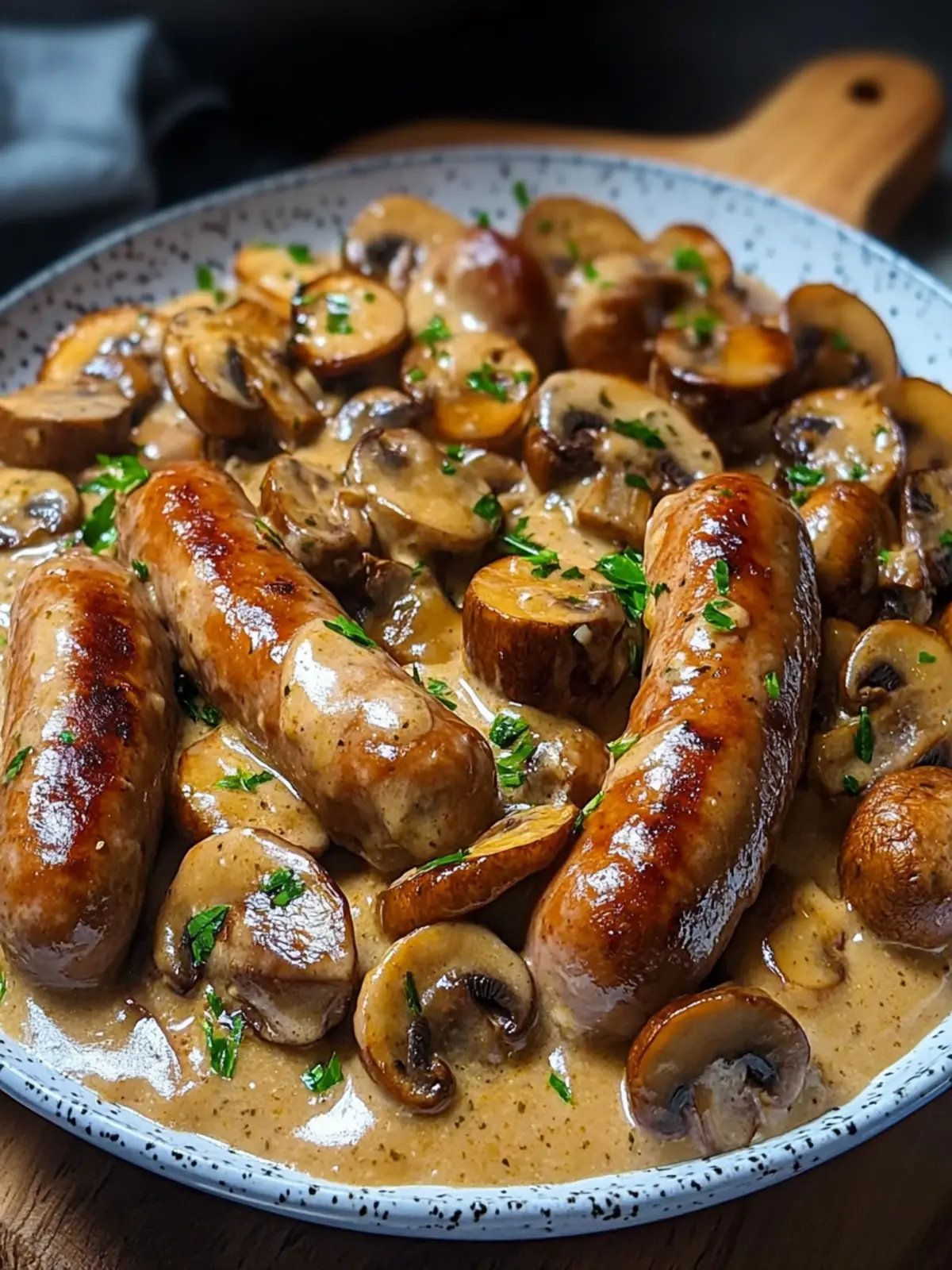 Cremiges Bratwurstgeschnetzeltes mit Pilzen für jeden Tag 5 Creamy bratwurst stir-fry with mushrooms