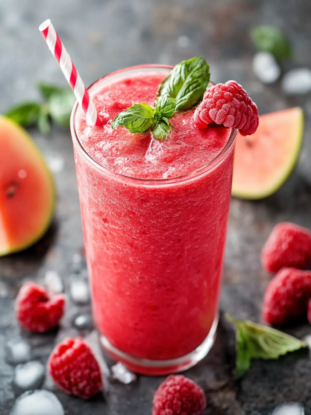 Erfrischender Himbeer-Melonen-Slushie für heiße Sommertage 2 Himbeer-Melonen-Slushie