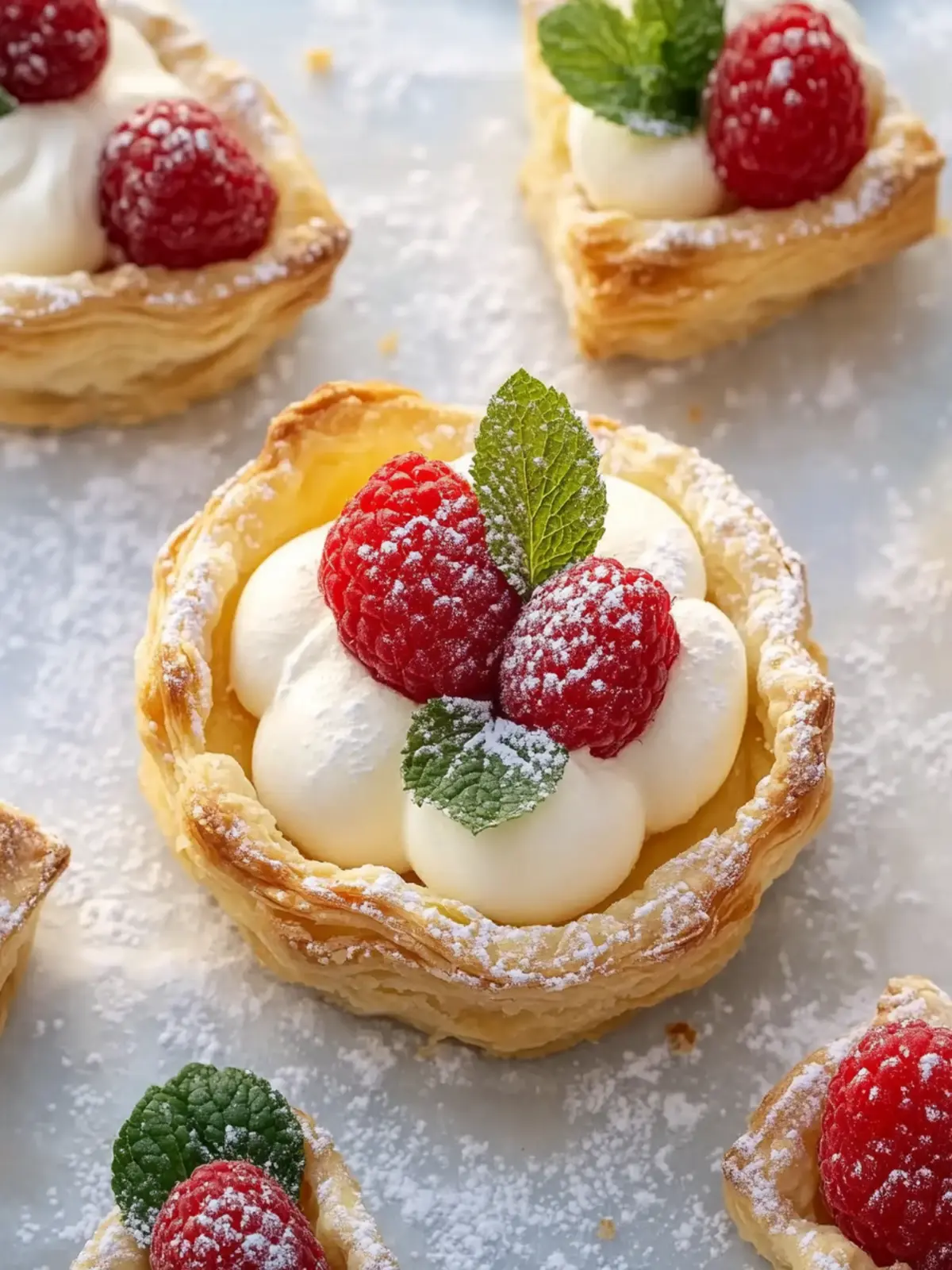 Puff Pastry Tartlets mit Vanillecreme: Genuss in jedem Biss 3 Puff pastry tartlets with vanilla cream
