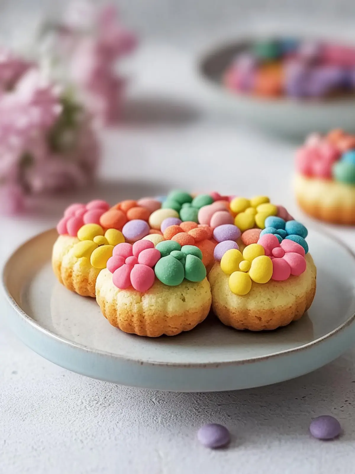 Bunte Blumenkekse mit Smarties - Frühlingszauber für alle 5 Bunte Blumenkekse mit Smarties