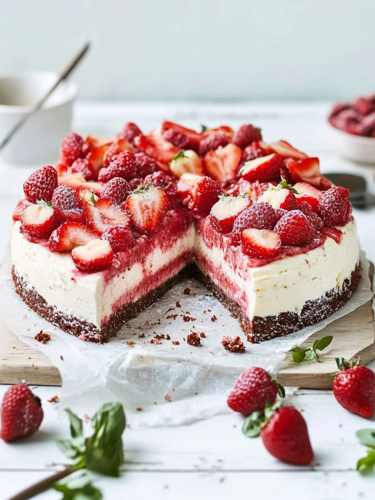 Erdbeer-Stracciatella-Bananen-Torte vom Blech für Fruchtliebhaber 4 Erdbeer-Stracciatella-Bananen-Torte vom Blech