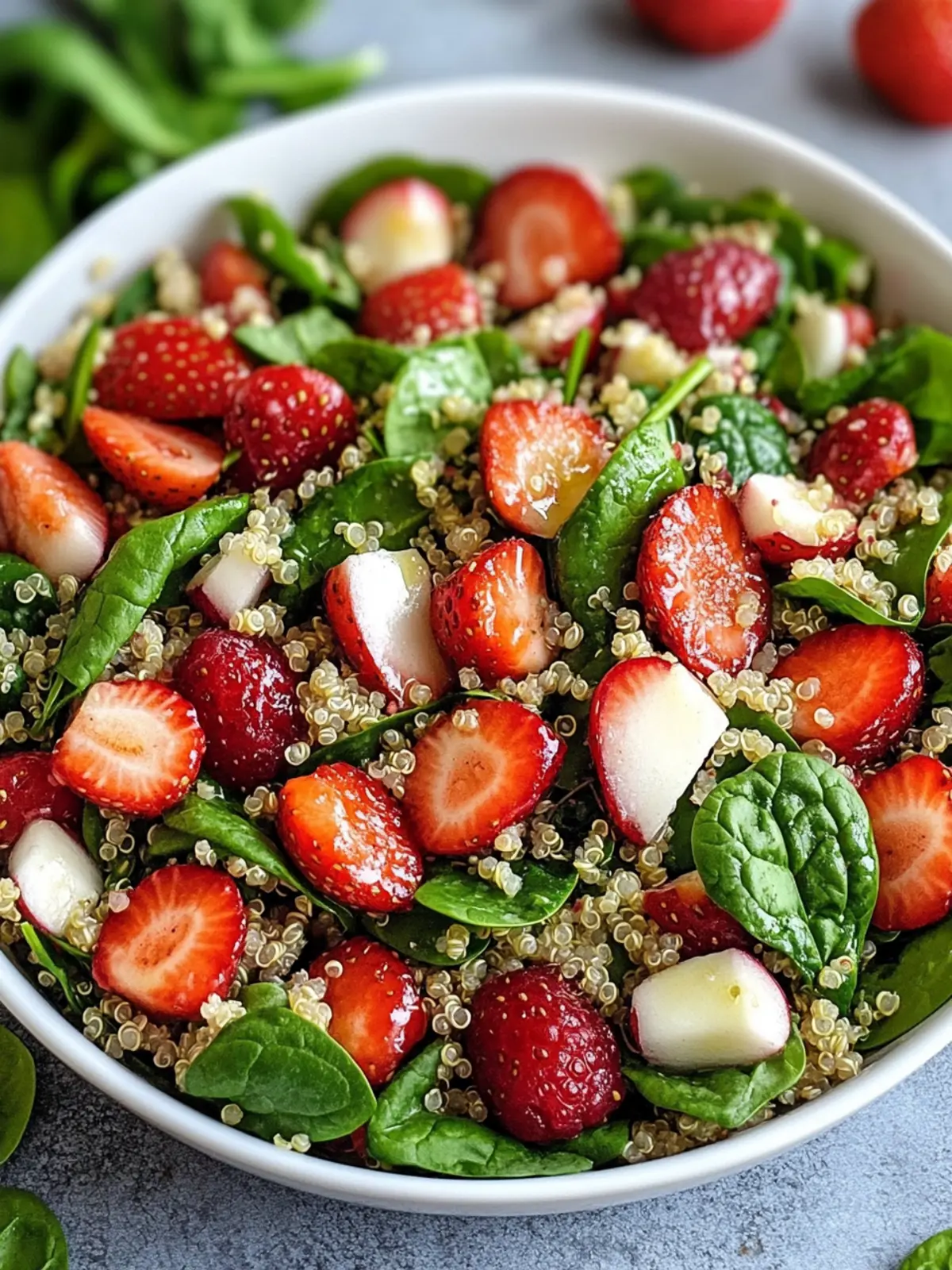 Köstlicher Erdbeer Spinat Quinoa Salat frisch und nahrhaft genießen 3 Erdbeer Spinat Quinoa Salat Frisch und Nahrhaft