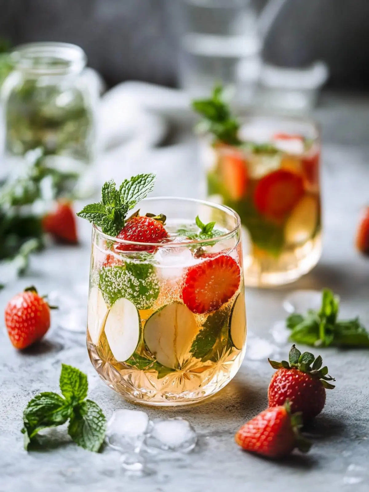 Erfrischende Non-Alkoholfreie Maibowle mit Erdbeeren und Waldmeister 2 Non-alcoholic May bowl with strawberries and woodruff