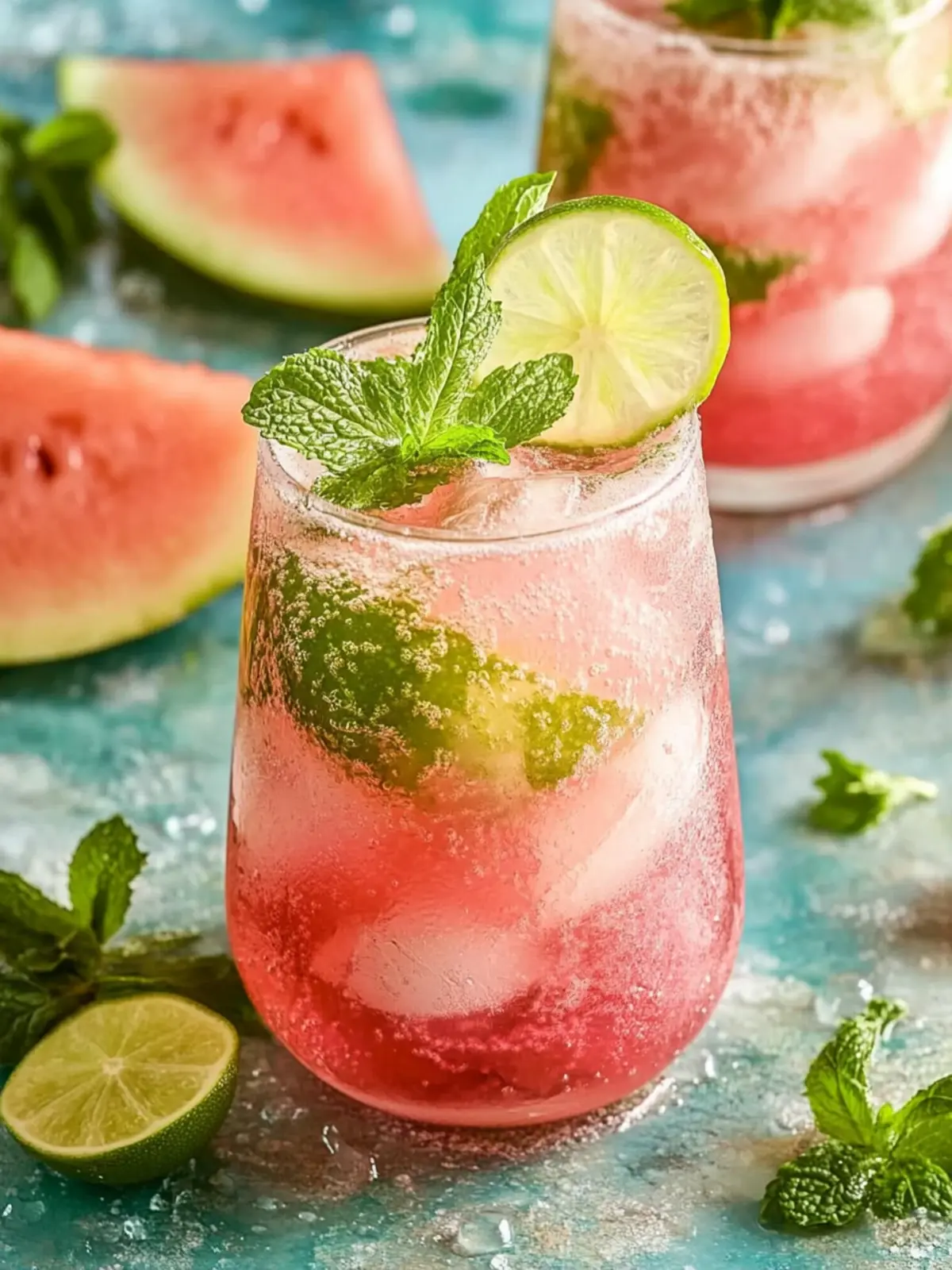Erfrischende Wassermelonen-Limetten-Minze-Mocktails für den Sommer 2 Wassermelonen-Limetten-Minze-Mocktails